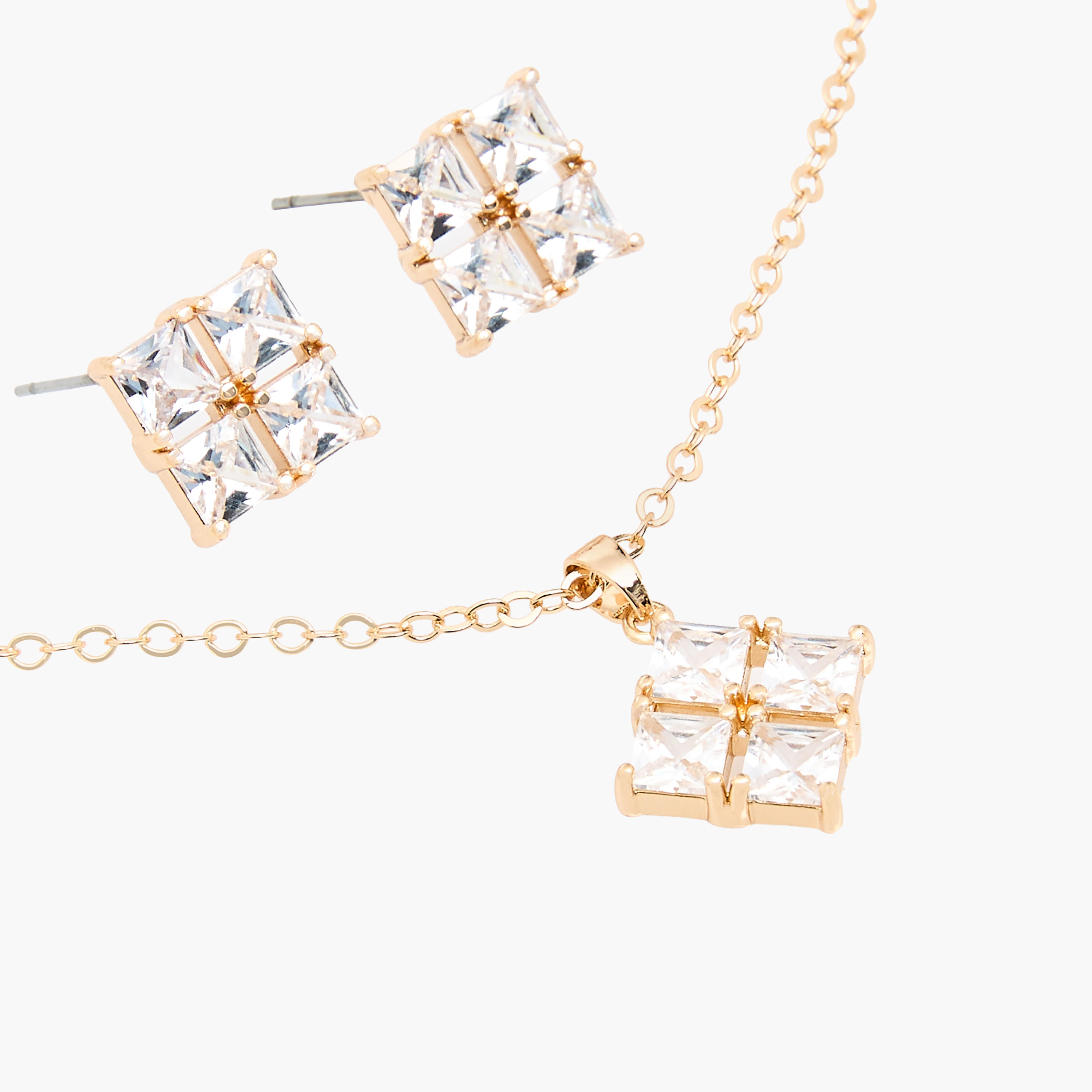 Cubic Zirconia Pendant Necklace and Earrings Set-women-watchesandjewellery-jewellery-jewellerysets-image-3