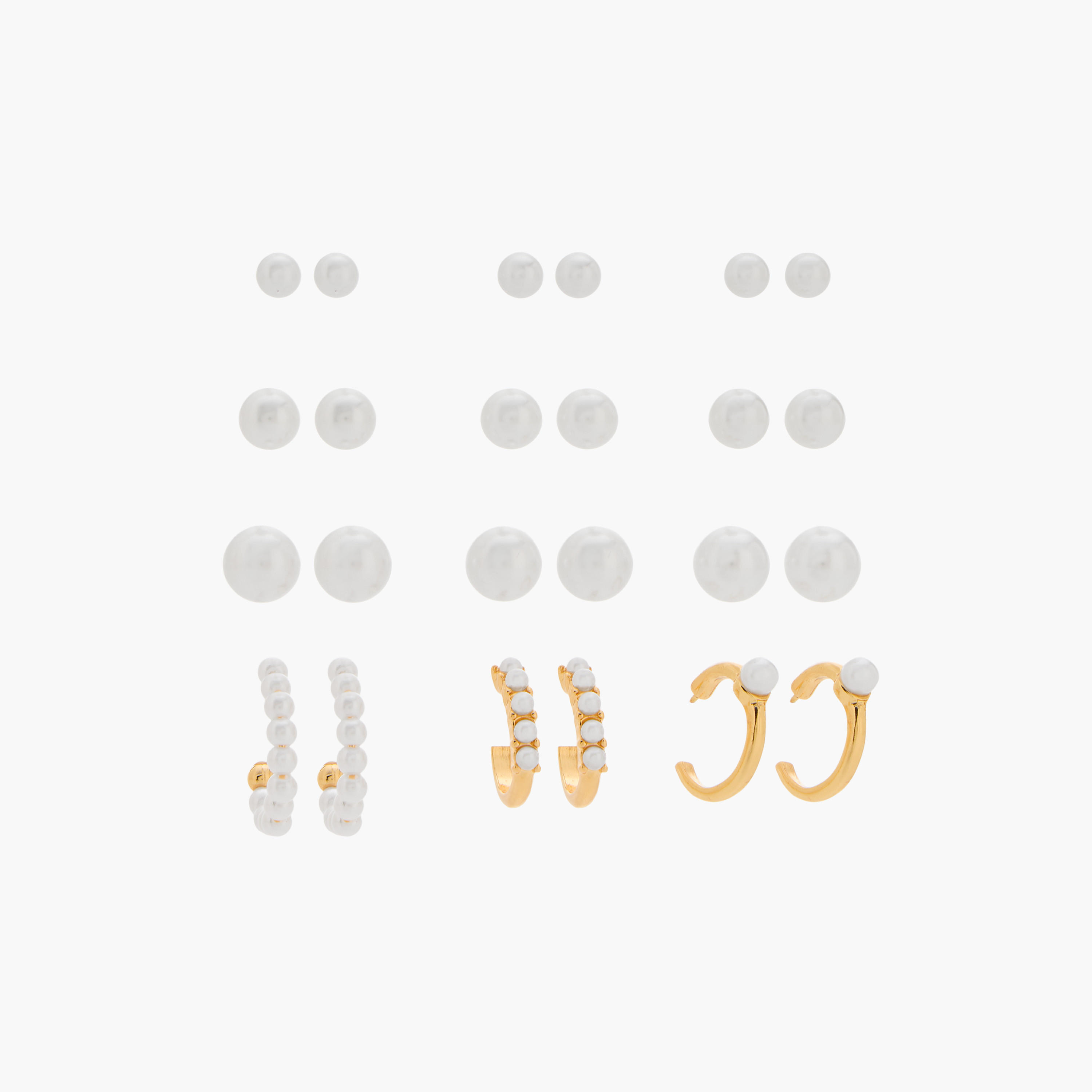 Pearl Embellished Earrings with Pushback Closure - Set of 12-women-watchesandjewellery-jewellery-earrings-image-1