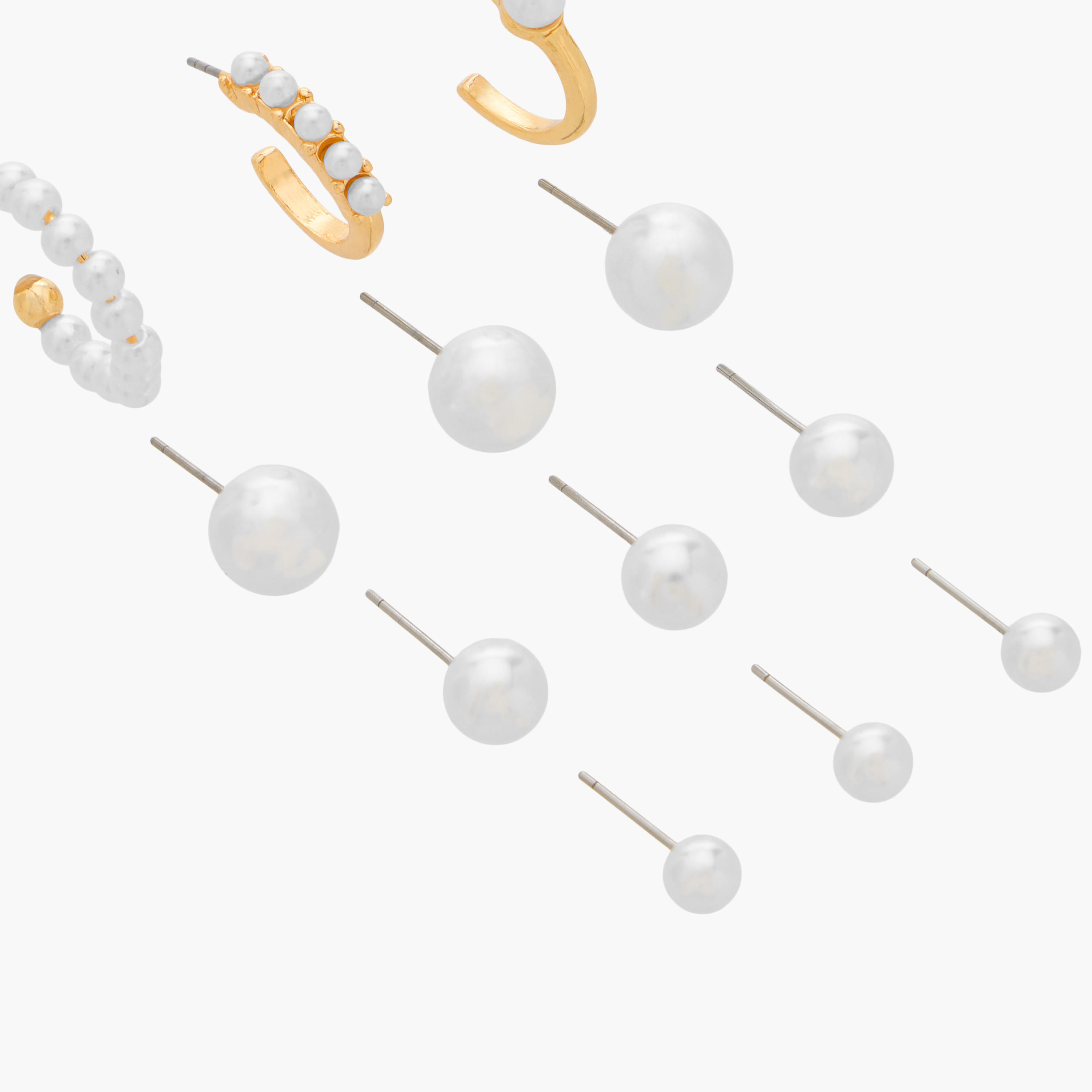 Pearl Embellished Earrings with Pushback Closure - Set of 12-women-watchesandjewellery-jewellery-earrings-image-3
