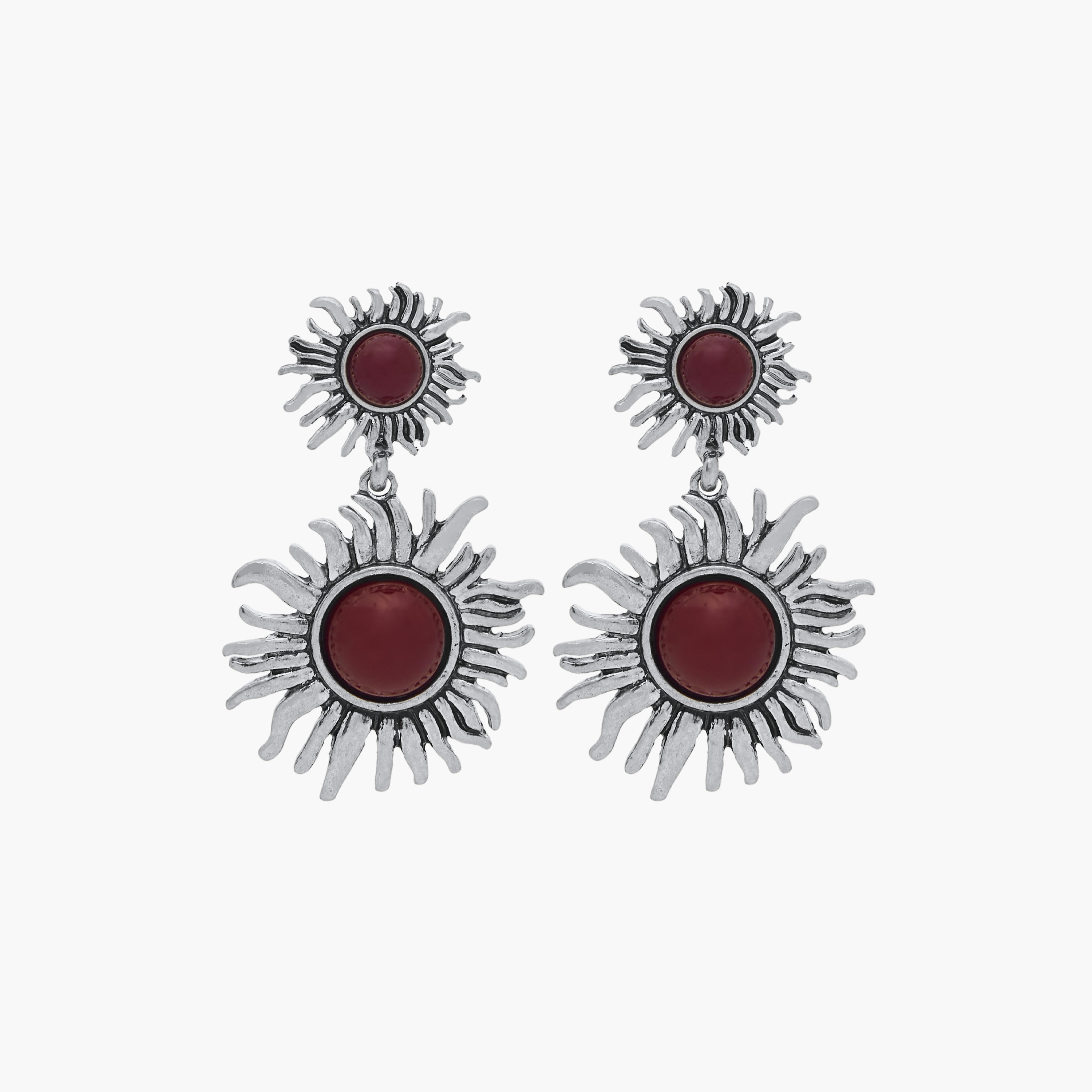 Oxidised Embellished Dangler Earrings with Pushback Closure-women-watchesandjewellery-jewellery-earrings-image-1
