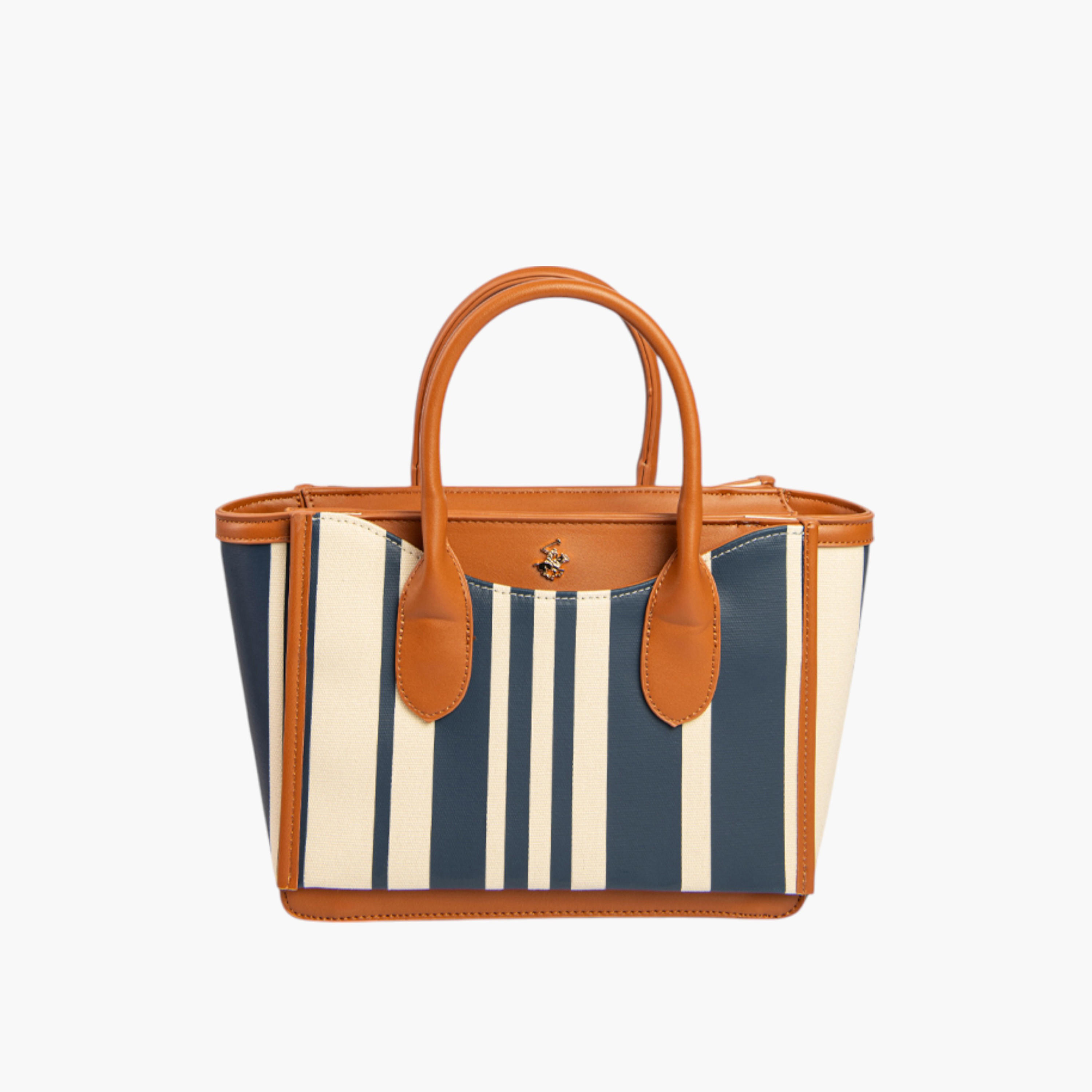Beverly Hills Polo Club Striped Tote Bag with Double Handle-women-bagsandwallets-handbags-image-1