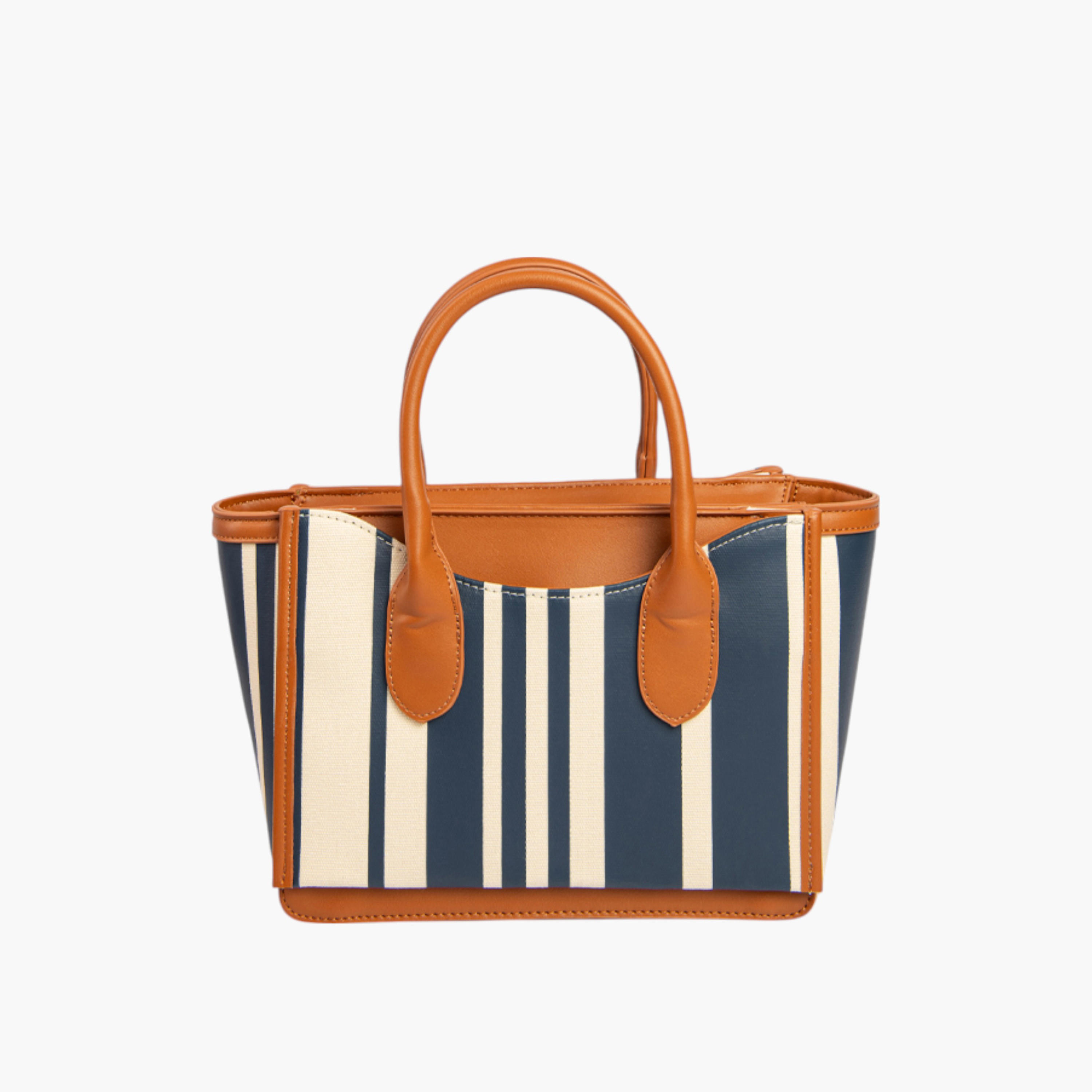 Beverly Hills Polo Club Striped Tote Bag with Double Handle-women-bagsandwallets-handbags-image-2