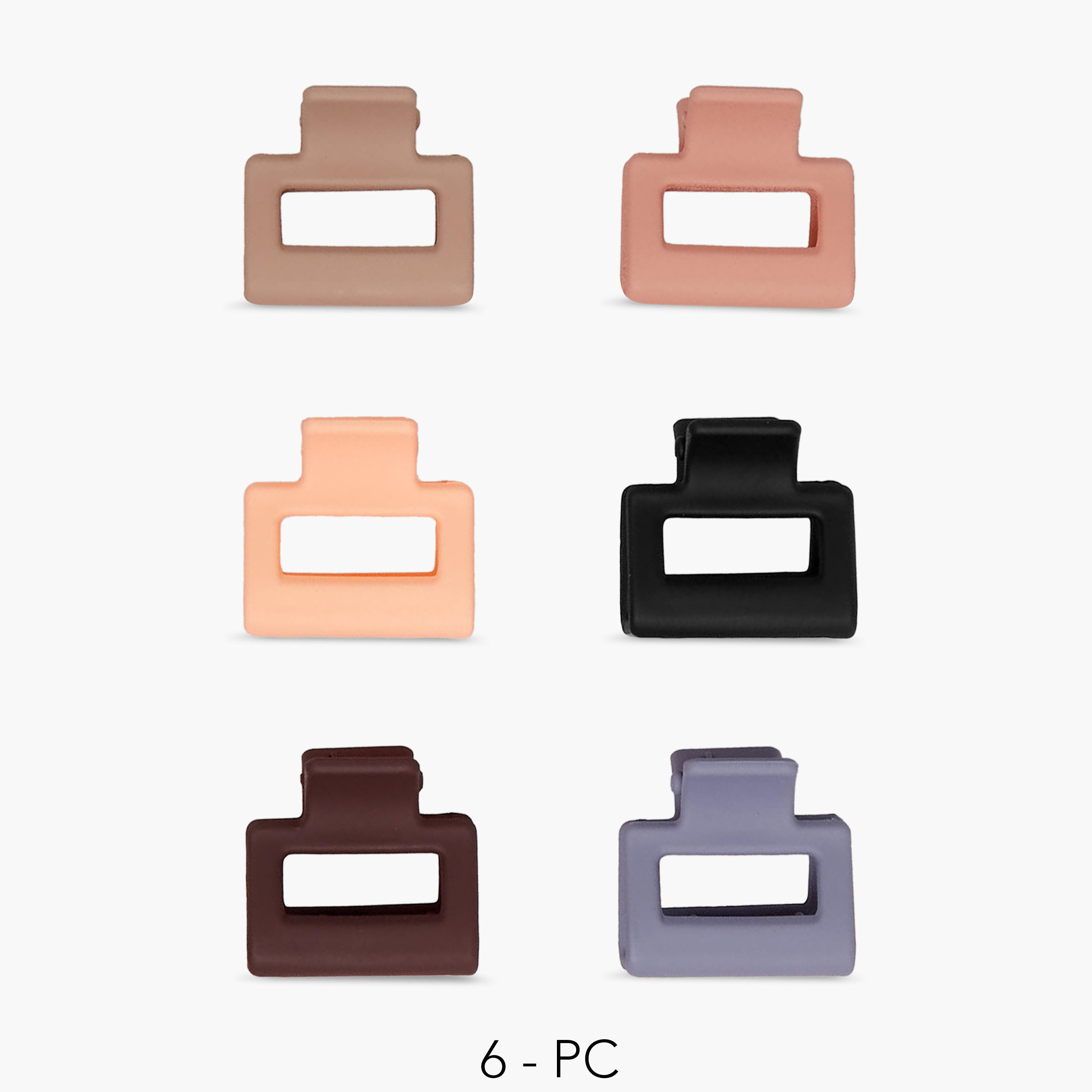Pack of 6 Rectangular Hair Clamps with Matte Finish-women-hairaccessories-clamps-image-1