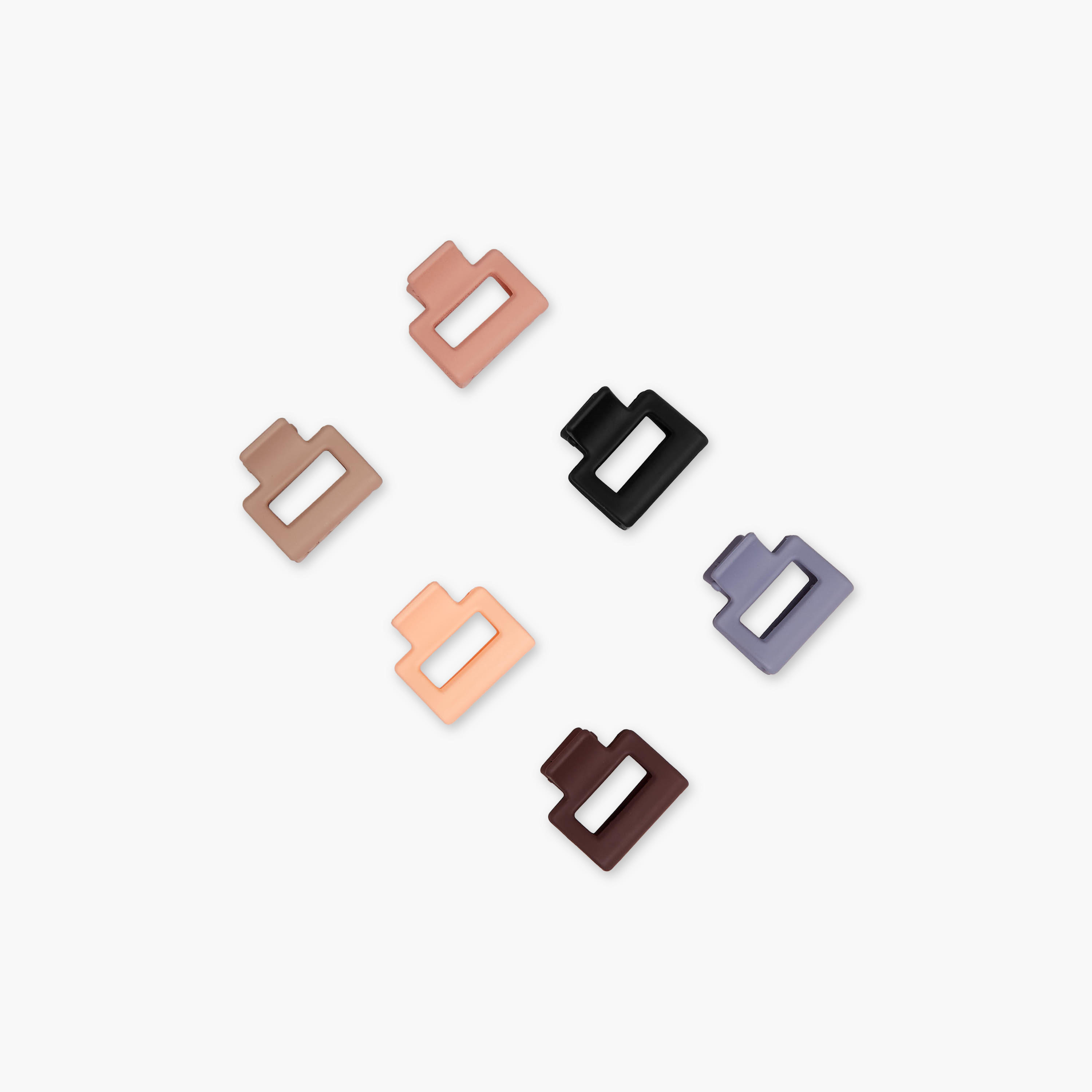 Pack of 6 Rectangular Hair Clamps with Matte Finish-women-hairaccessories-clamps-image-4