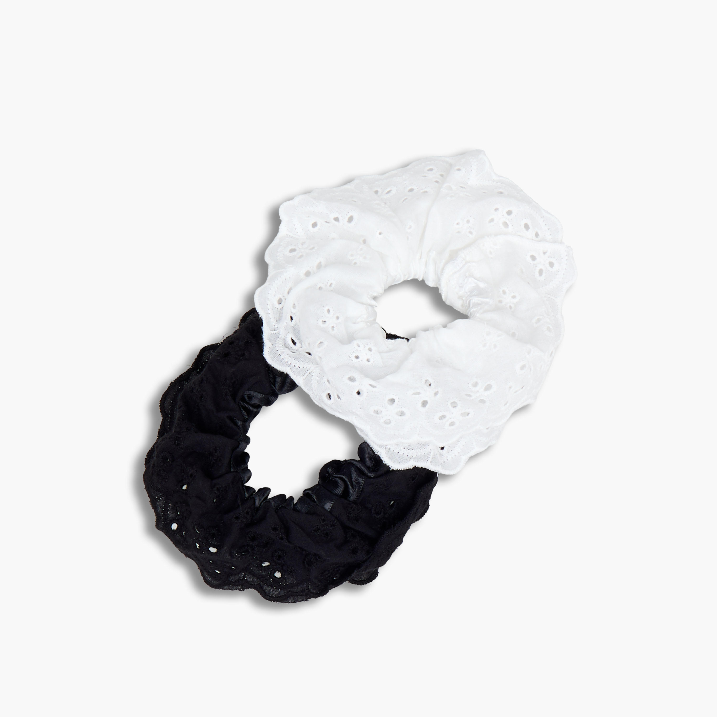 Pack of 2 Schiffli Lace Detail Hair Scrunchie-women-hairaccessories-scrunchies-image-4