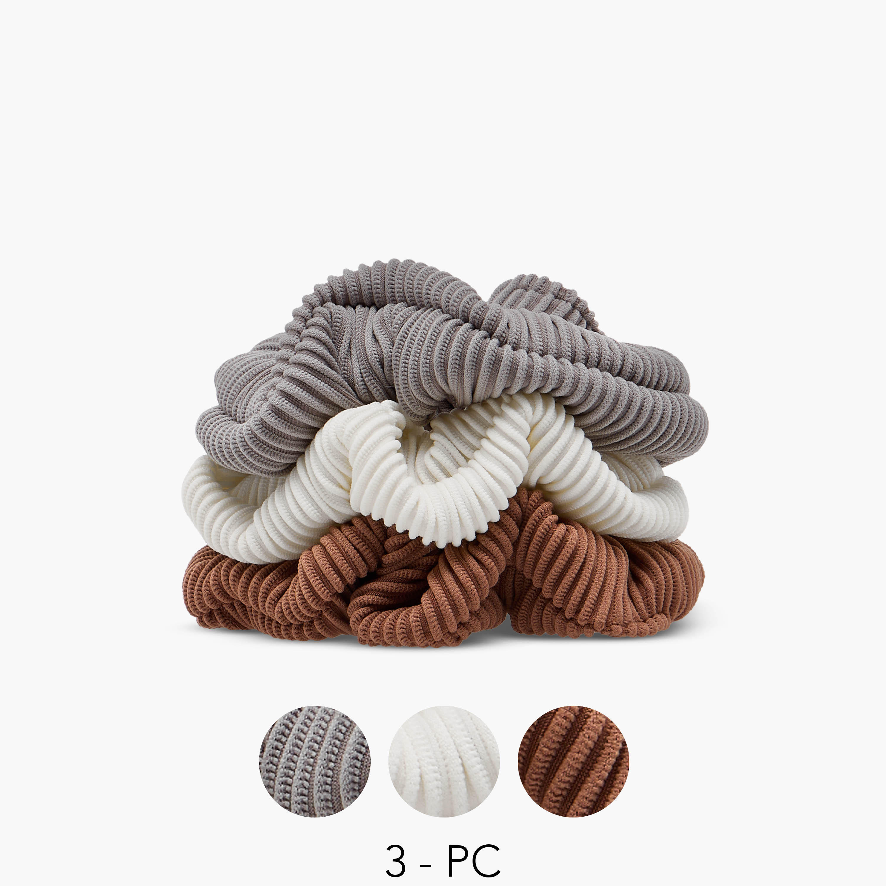أربطة شعر بارزة الملمس - طقم 3 قطع-women-hairaccessories-scrunchies-image-1