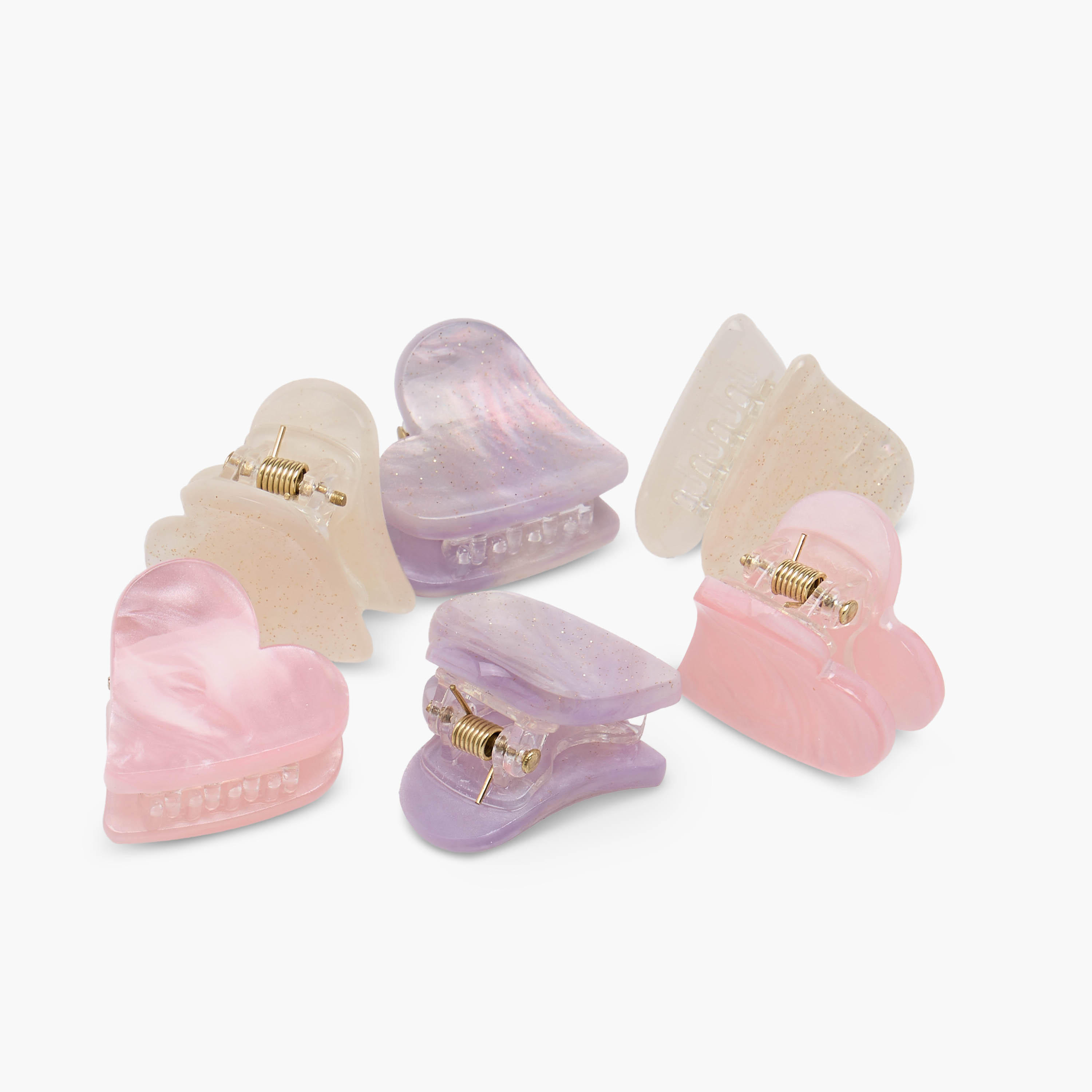 Marble Print Heart Hair Clamp - Set of 6-women-hairaccessories-clamps-image-6