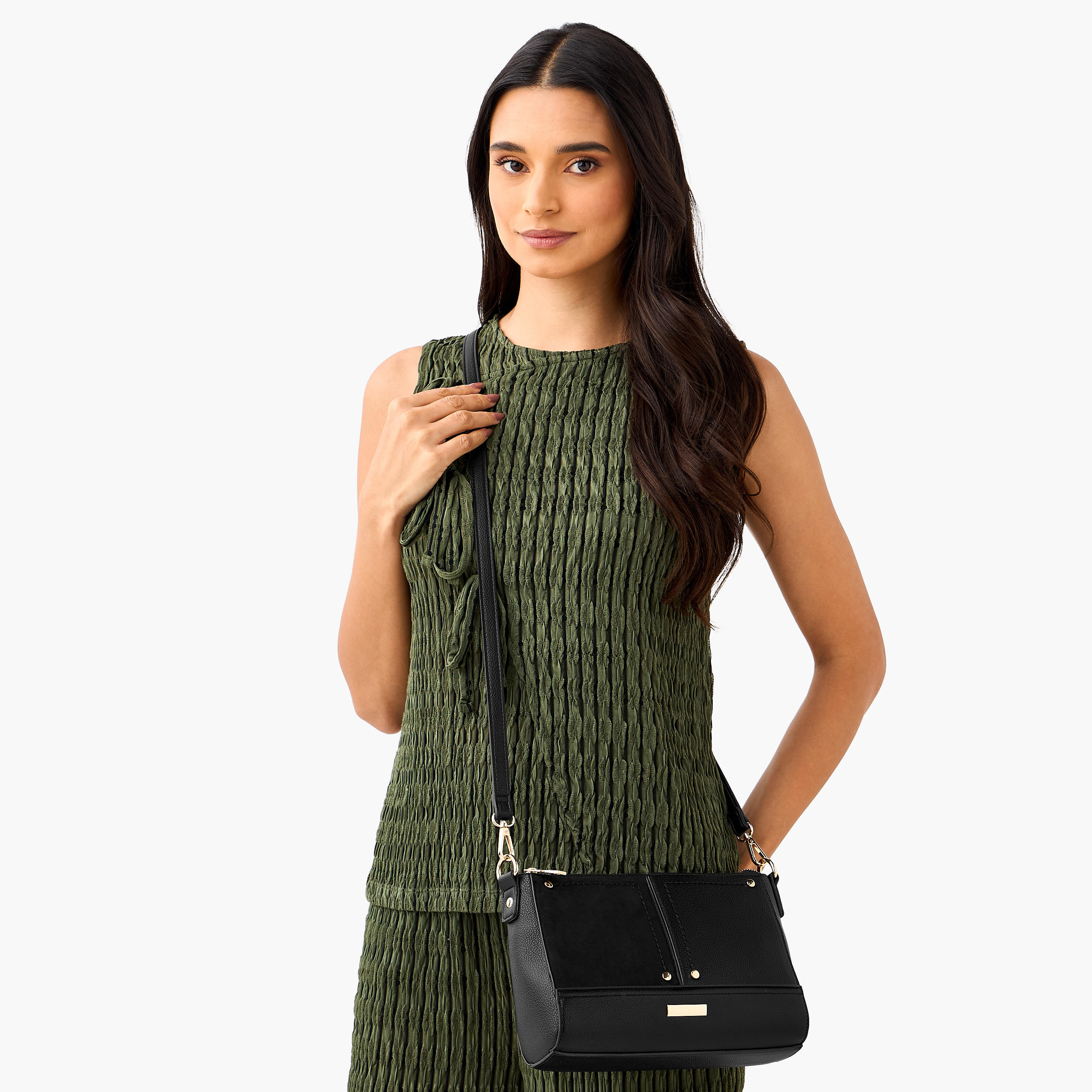 Sasha Panelled Crossbody Bag with Zip Closure-women-bagsandwallets-handbags-image-2