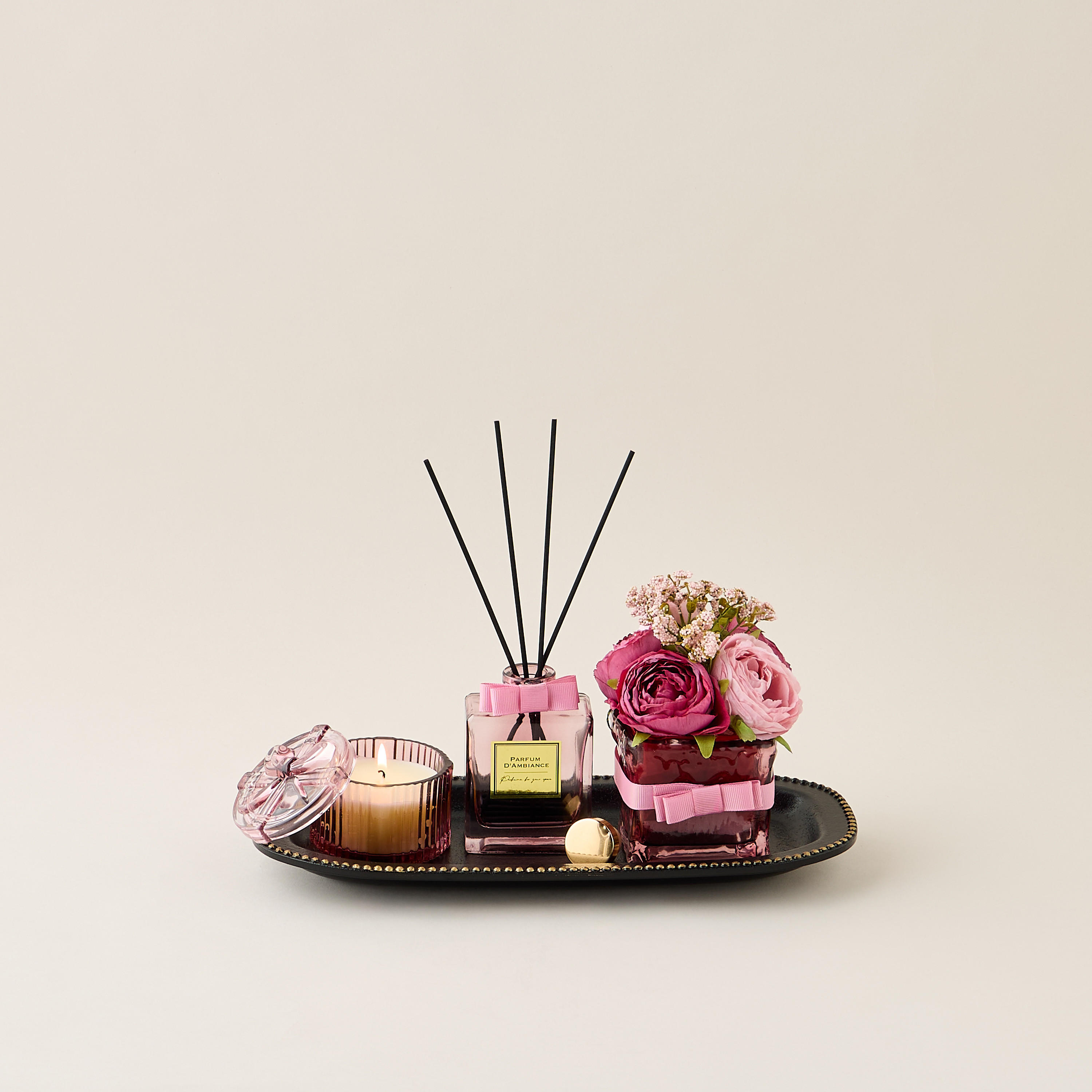 Rose Reed Diffuser Gift Set with Tray-household-homefragrance-fragrancegiftset-image-1