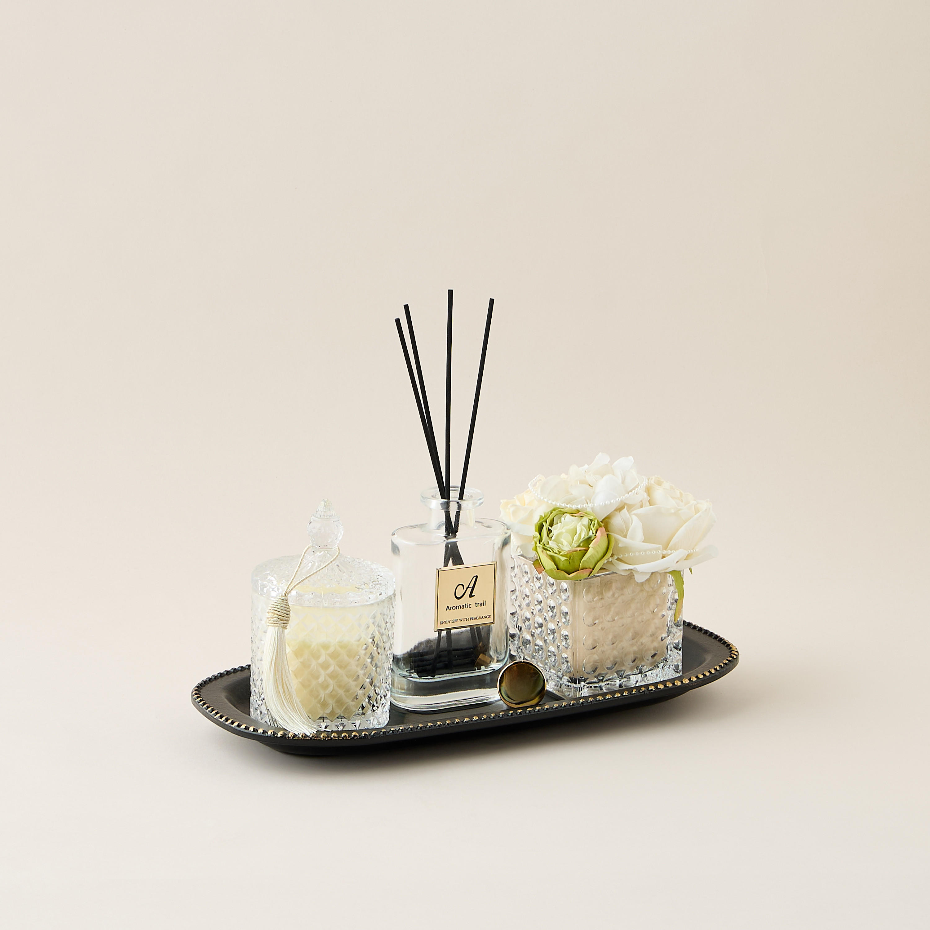 Rose Reed Diffuser Gift Set with Tray-household-homefragrance-fragrancegiftset-image-2