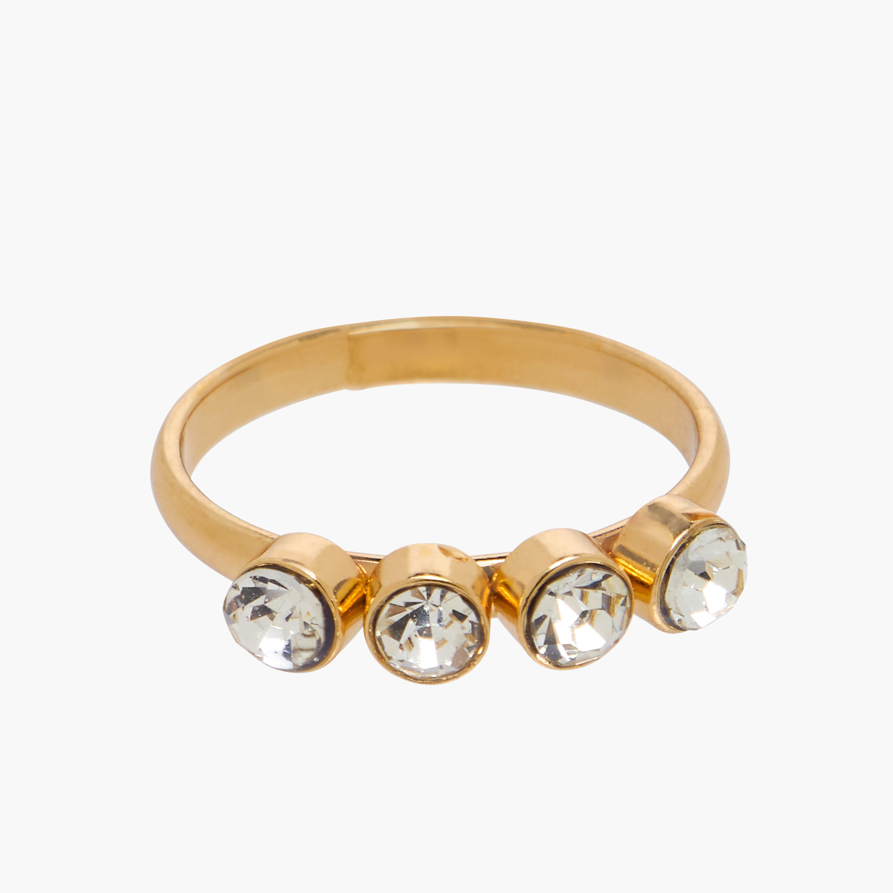 Stackable Gold Tone Metal Ring - Set of 5-women-watchesandjewellery-jewellery-rings-image-5