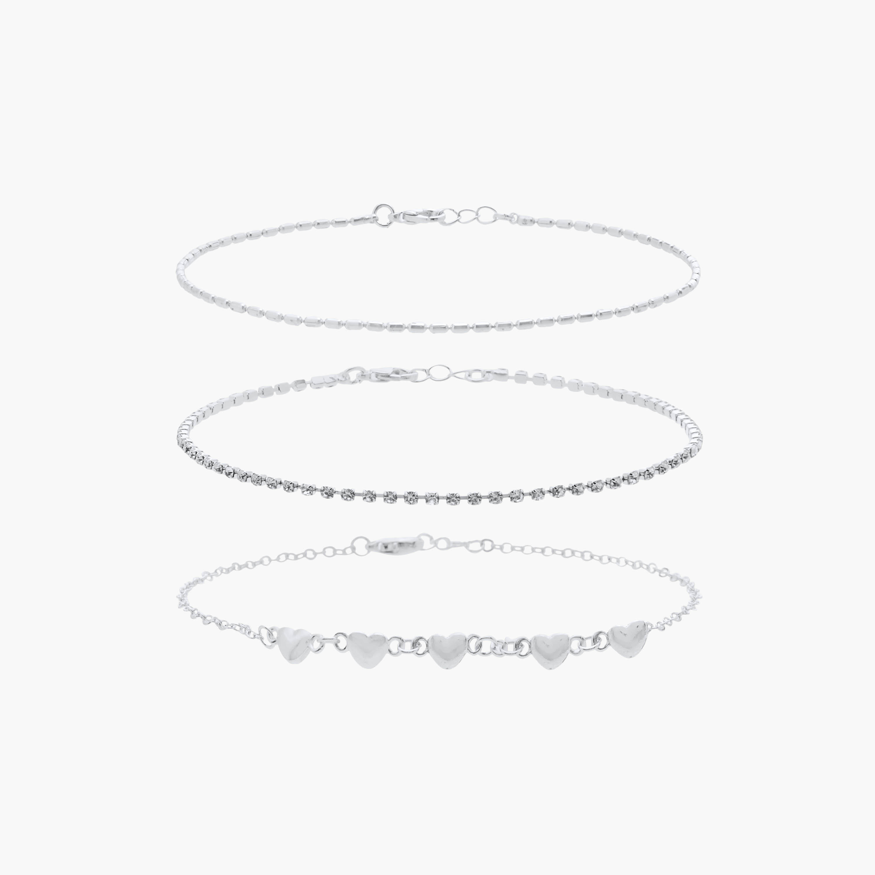 Embellished Anklet with Lobster Clasp - Set of 3-women-watchesandjewellery-jewellery-anklets-image-1