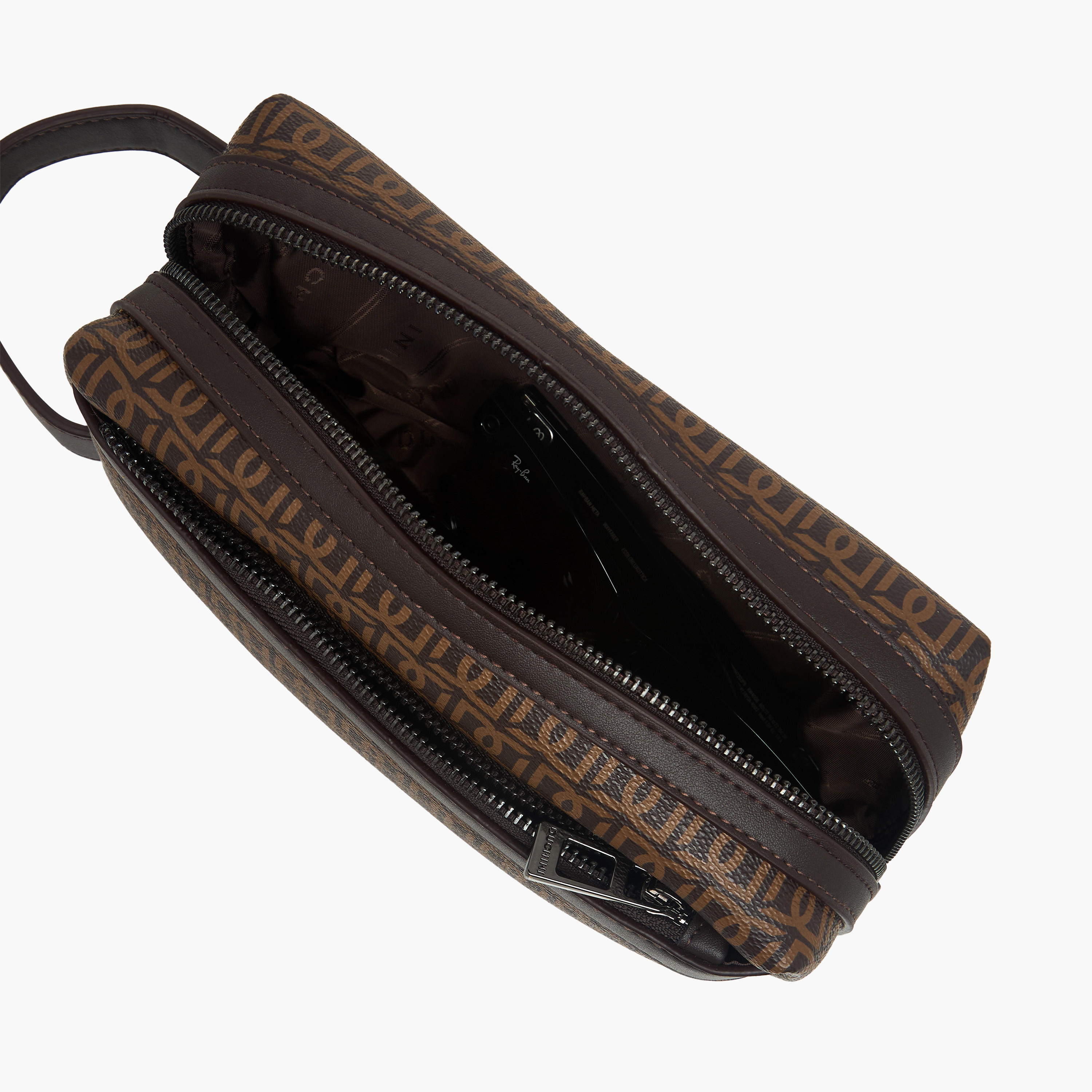 Duchini Monogram Print Pouch with Wrist Handle and Zip Closure-men-bags-image-6