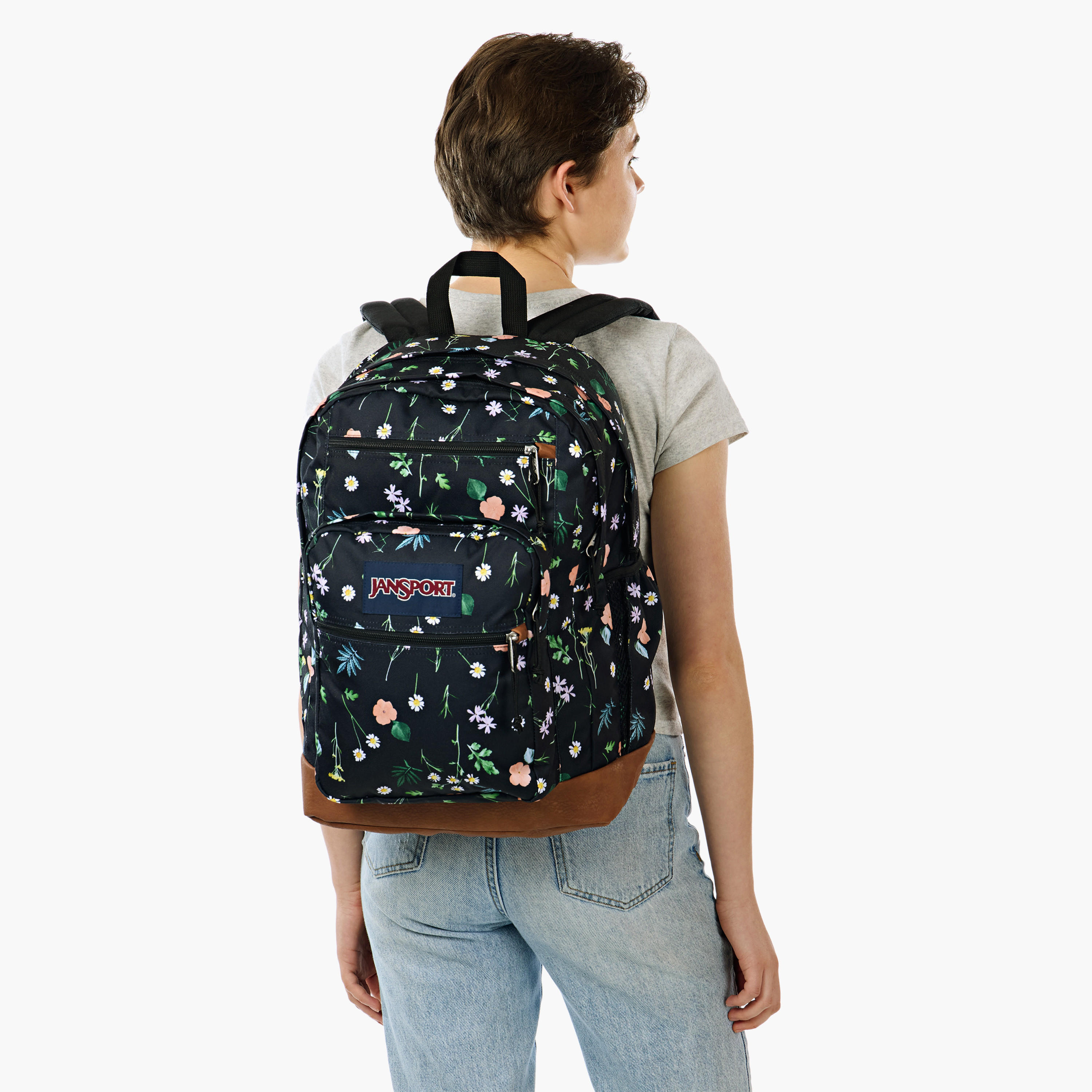 Jansport Floral Print Backpack with Adjustable Straps and Zip Closure - 21x31x44 cms-school-bagsandbackpacks-backpacks-image-2
