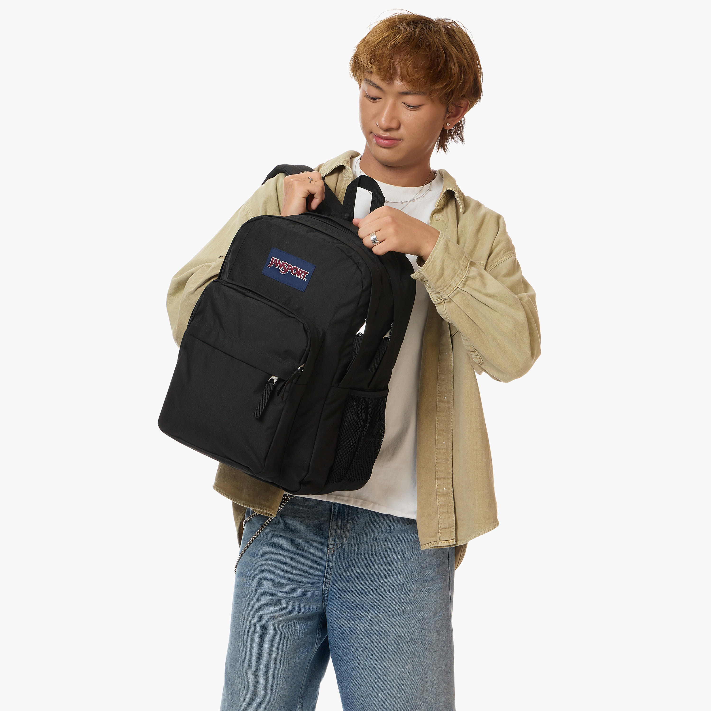 Jansport Solid Backpack with Adjustable Straps and Zip Closure - 19x33x5 cms-school-bagsandbackpacks-backpacks-image-3