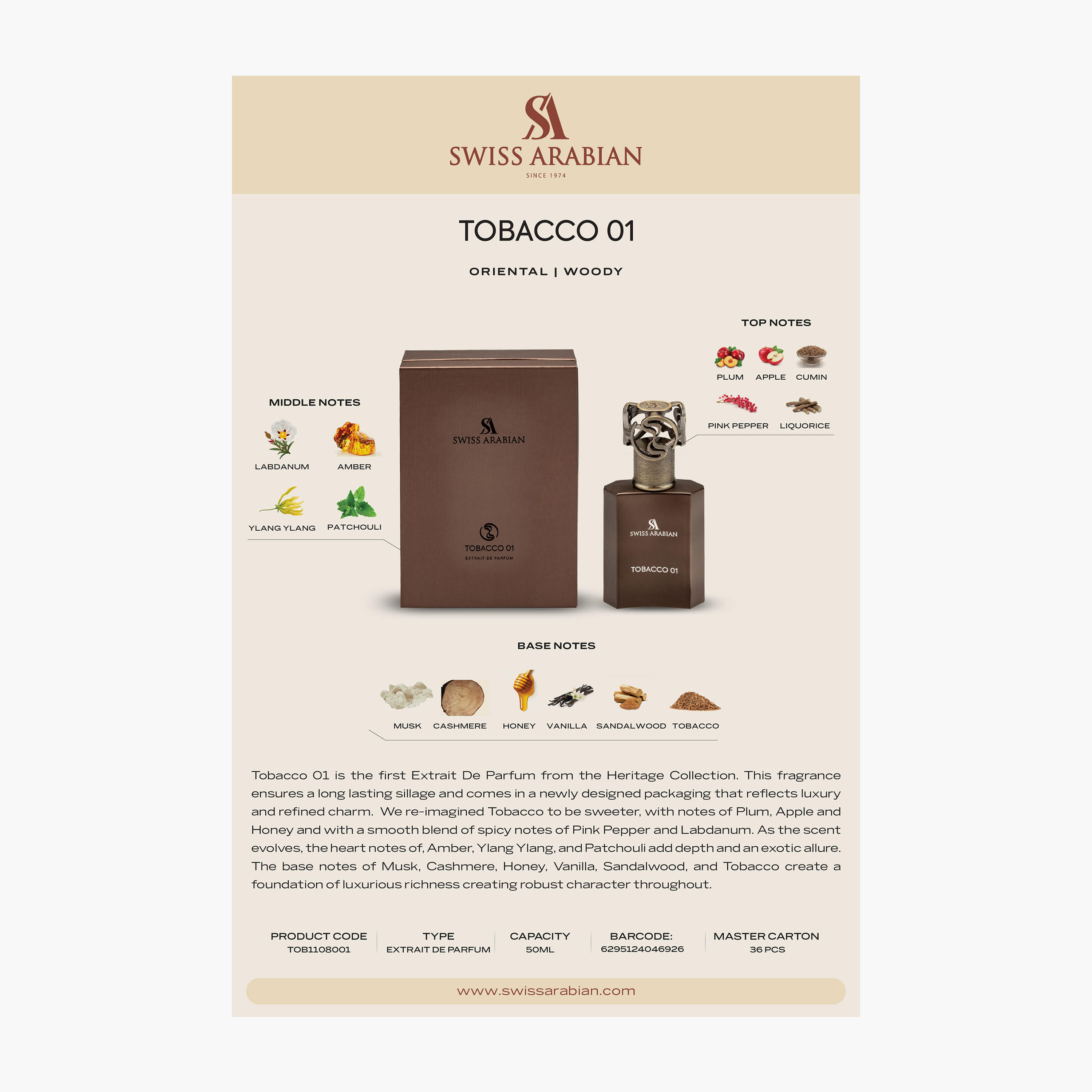 Swiss Arabian Tobacco 01 Eau de Parfum for Men - 50 ml-beautyandpersonalcare-fragrance-men-image-3