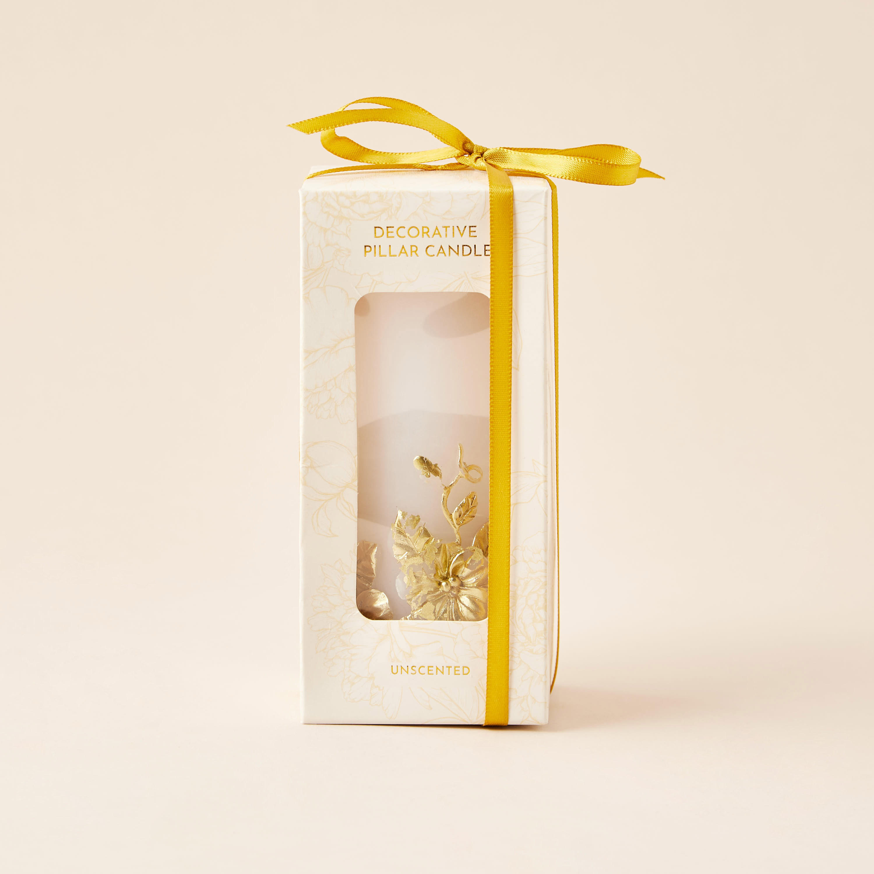 Floral Embellished Unscented Decorative Pillar Candle - 15 cm-household-homefragrance-candles-image-4