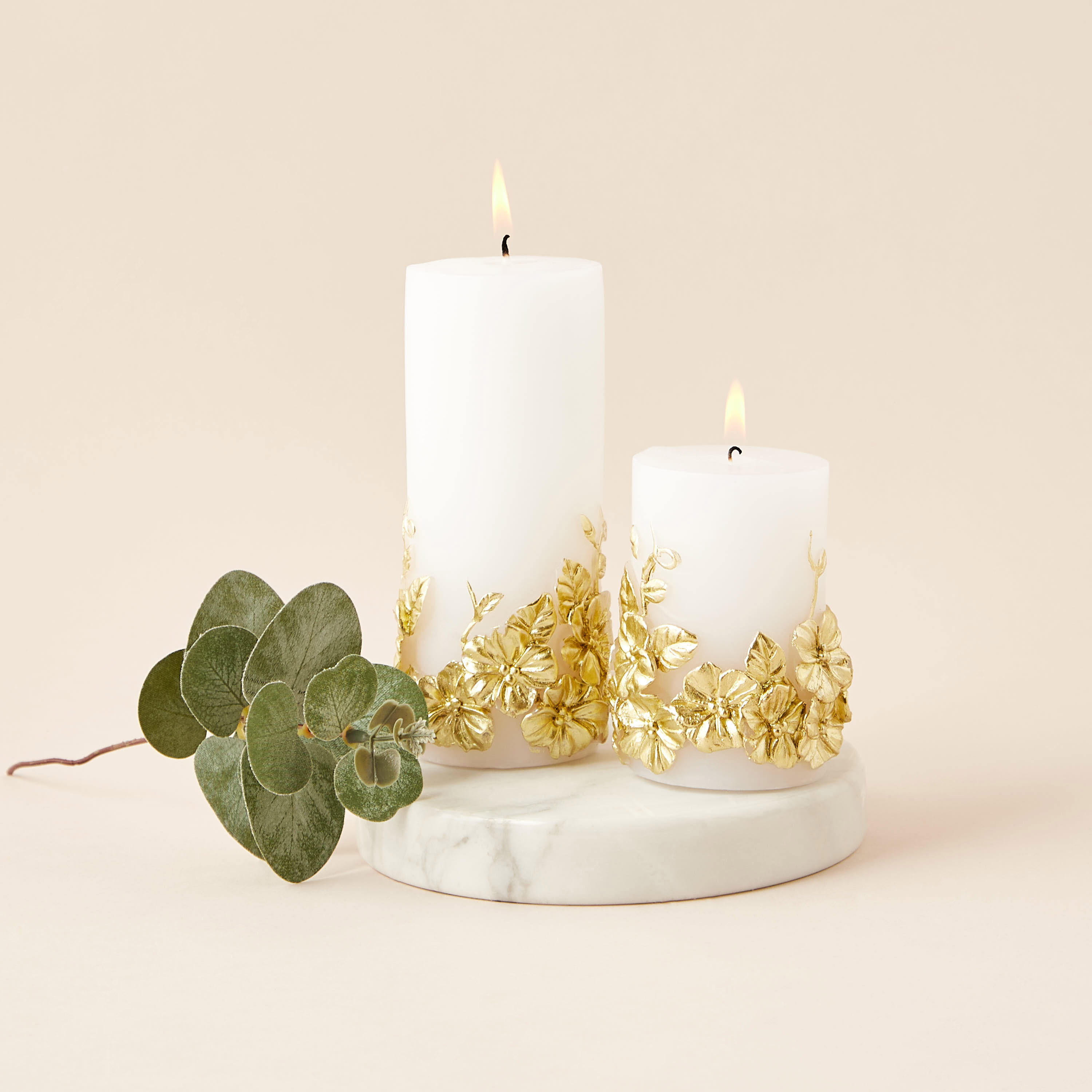Floral Accent Unscented Decorative Pillar Candle - 9 cm-household-homefragrance-candles-image-5