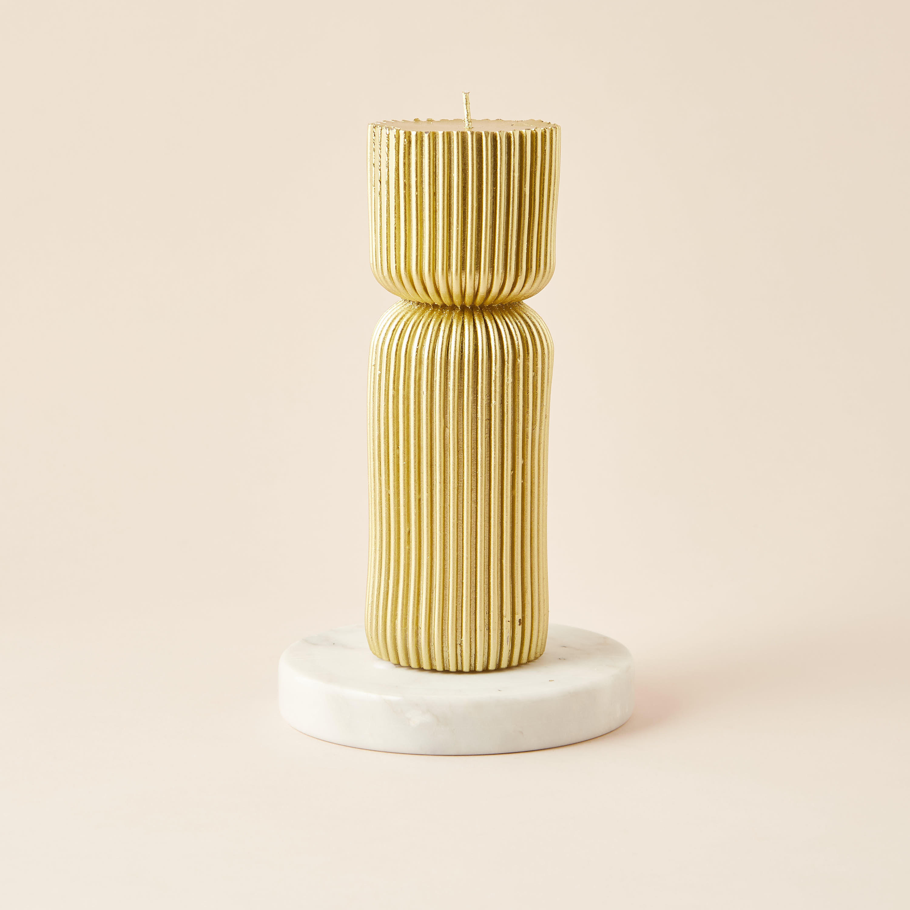 Ribbed Hourglass Unscented Pillar Candle - 23 cm-household-homefragrance-candles-image-2