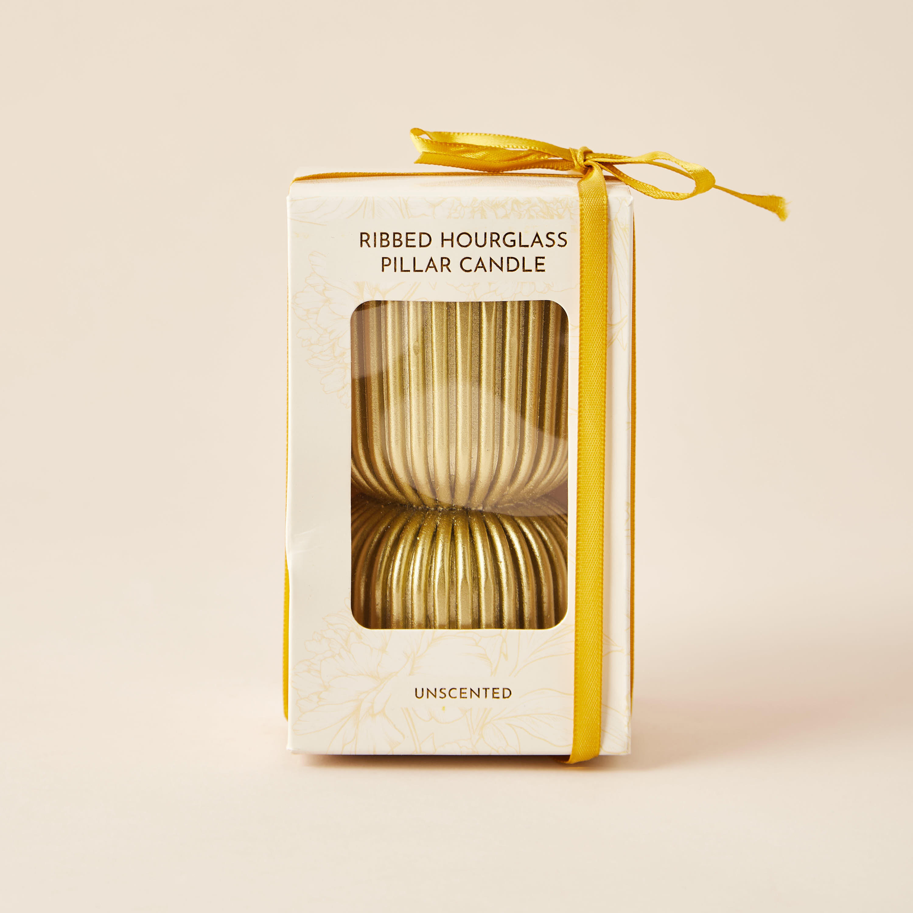 Ribbed Hourglass Unscented Pillar Candle - 13 cm-household-homefragrance-candles-image-4