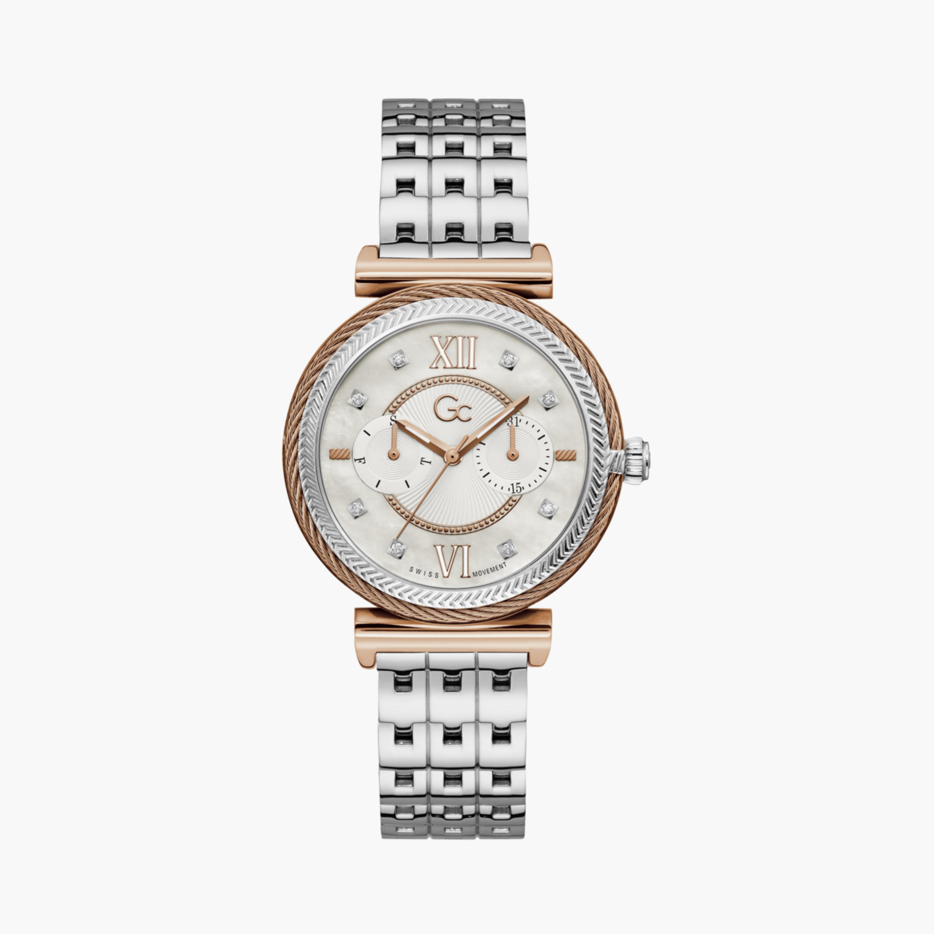 ساعة GC للنساء 38 مم فضة بعرض تناظري من الستانلس ستيل | Y76001L1MF-women-watchesandjewellery-watches-image-1