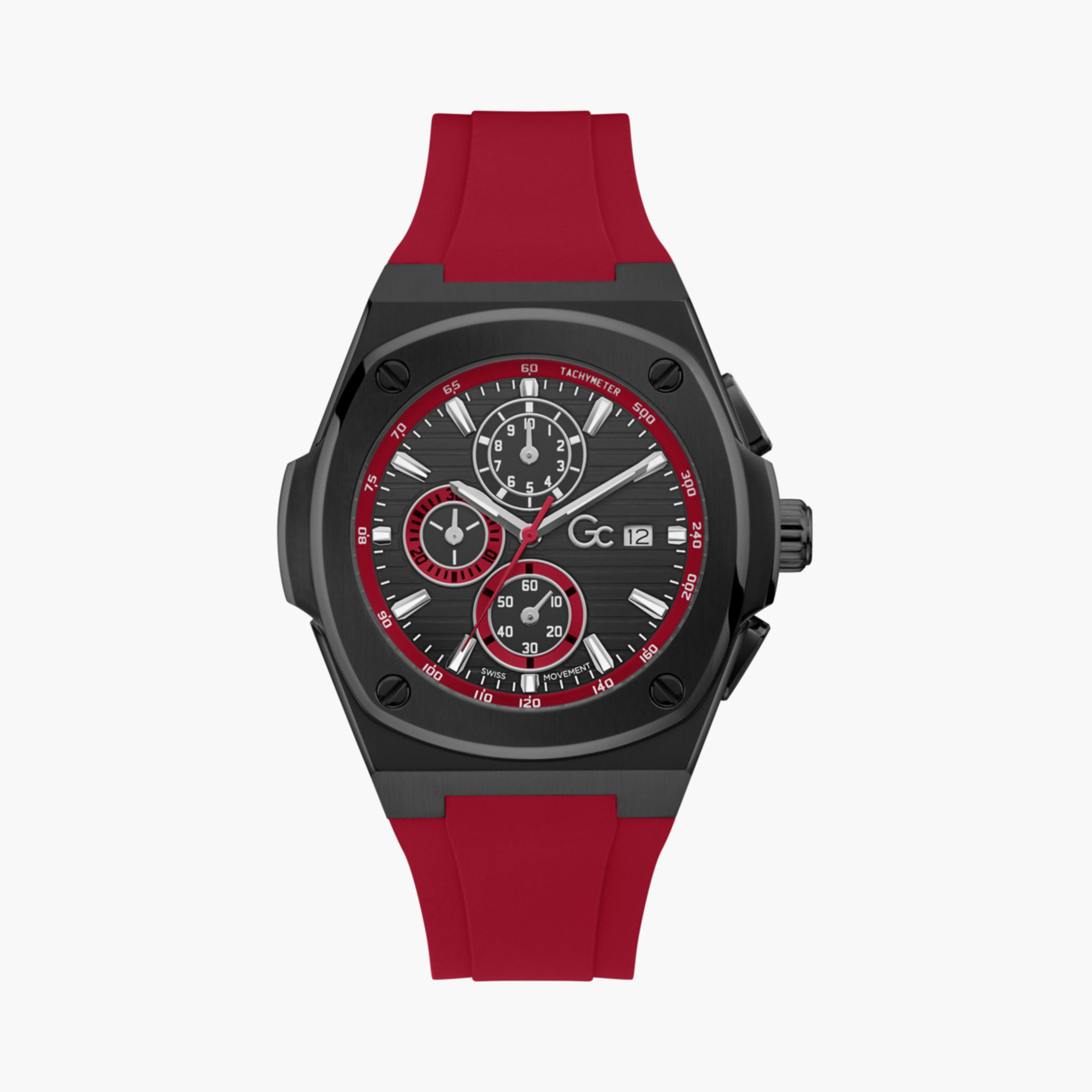GC Men's 44 MM Red Chronograph Silicone Watch | Y99005G2MF-men-watchesandjewellery-watches-image-1