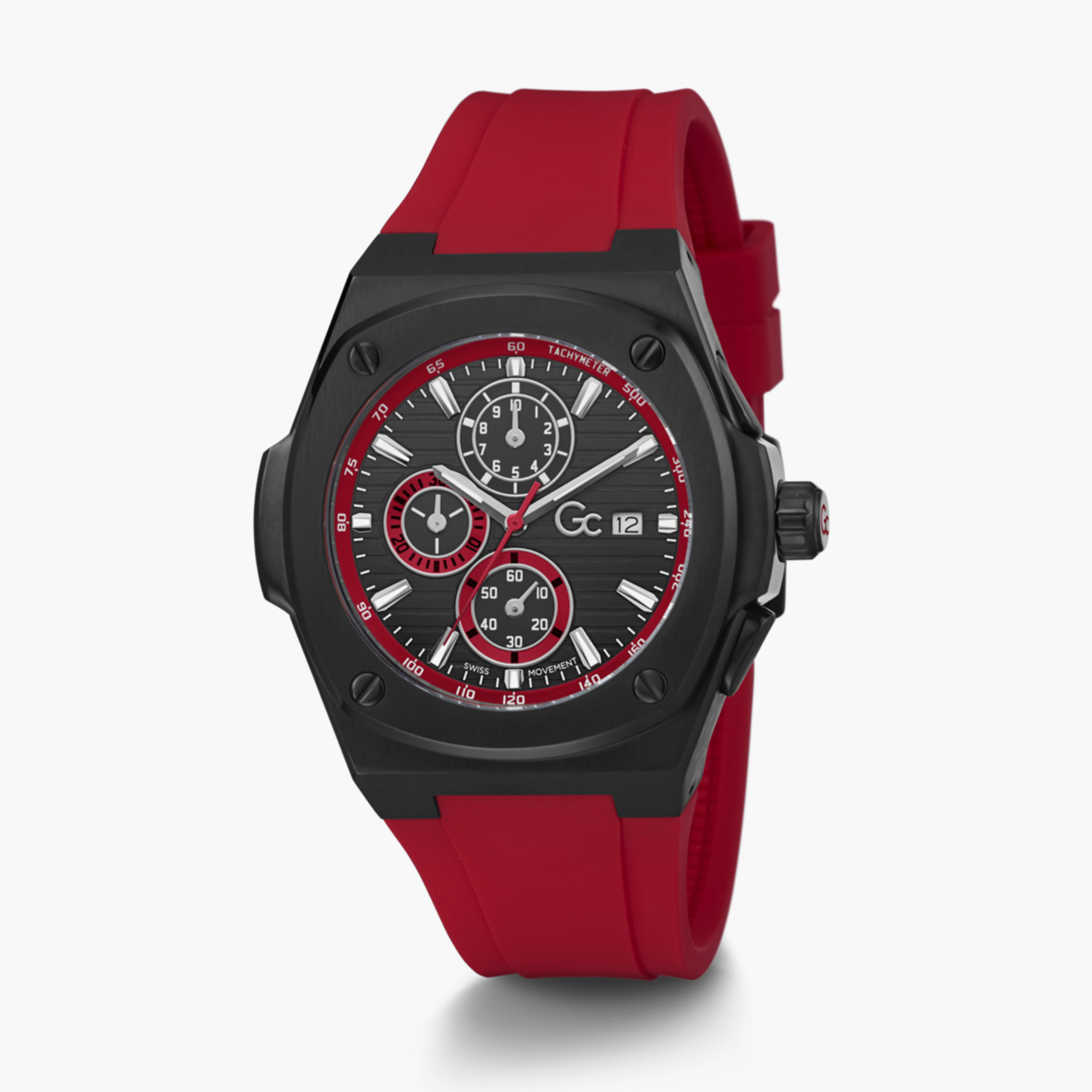 GC Men's 44 MM Red Chronograph Silicone Watch | Y99005G2MF-men-watchesandjewellery-watches-image-2