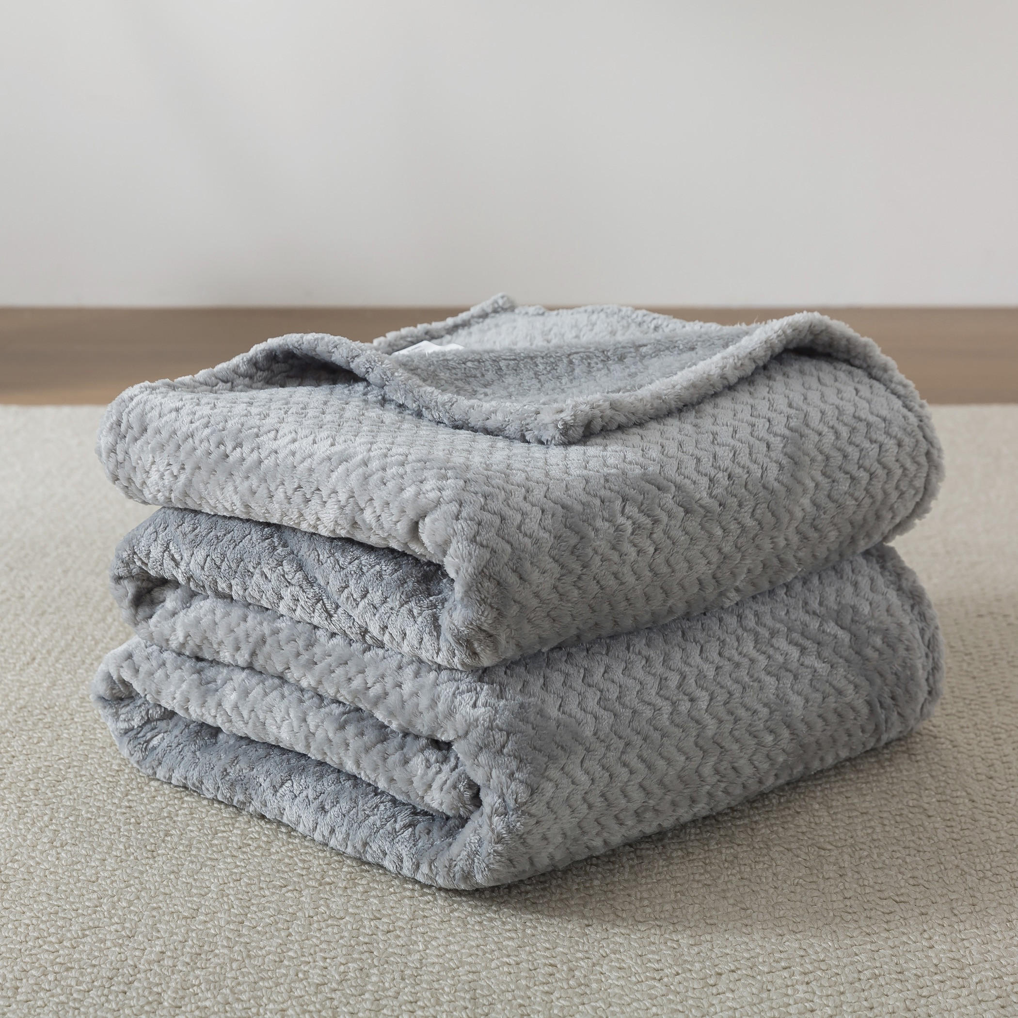 Karleen Decor Jacquard Blanket Plush Grey-household-bedding-blankets-image-1