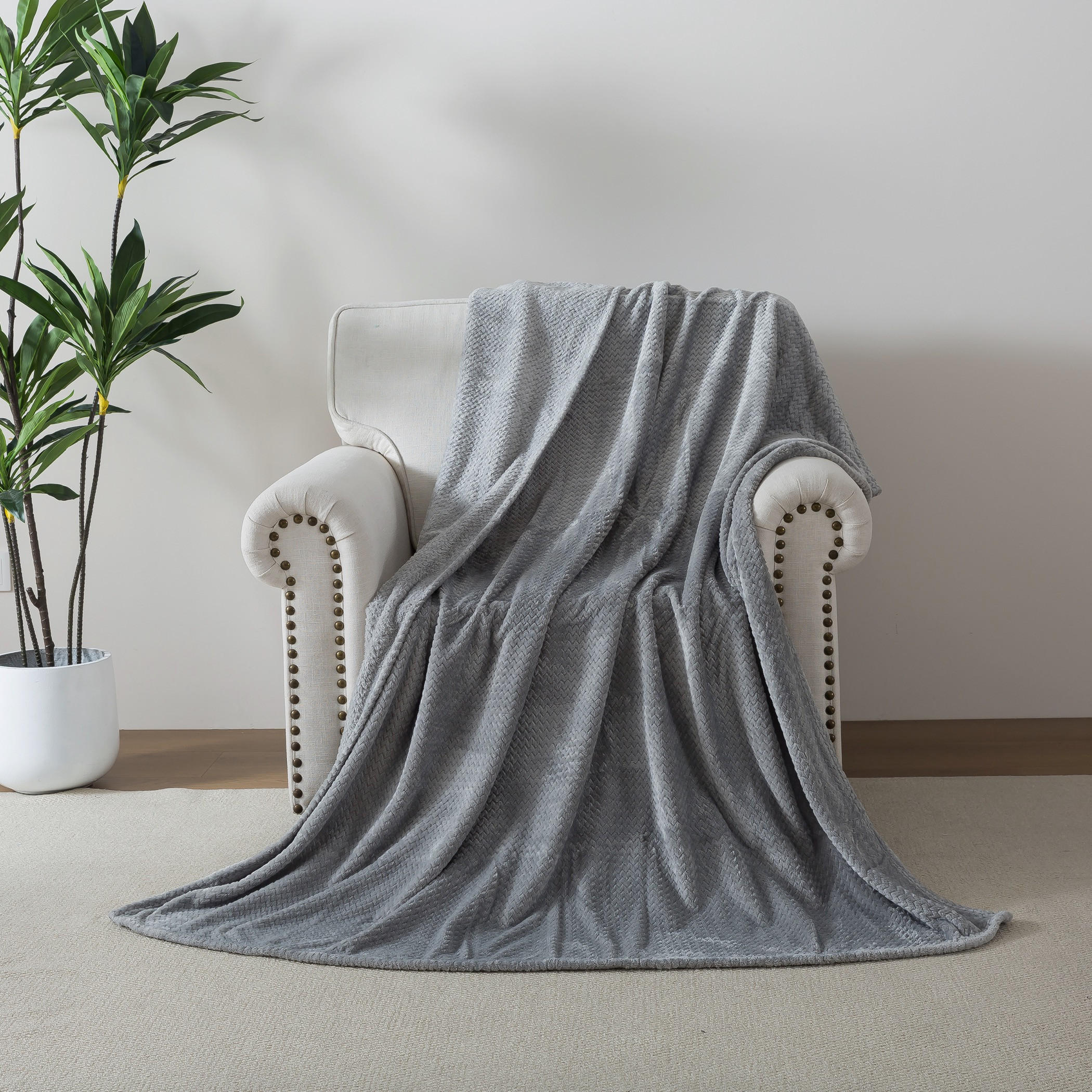 Karleen Decor Jacquard Blanket Plush Grey-household-bedding-blankets-image-3