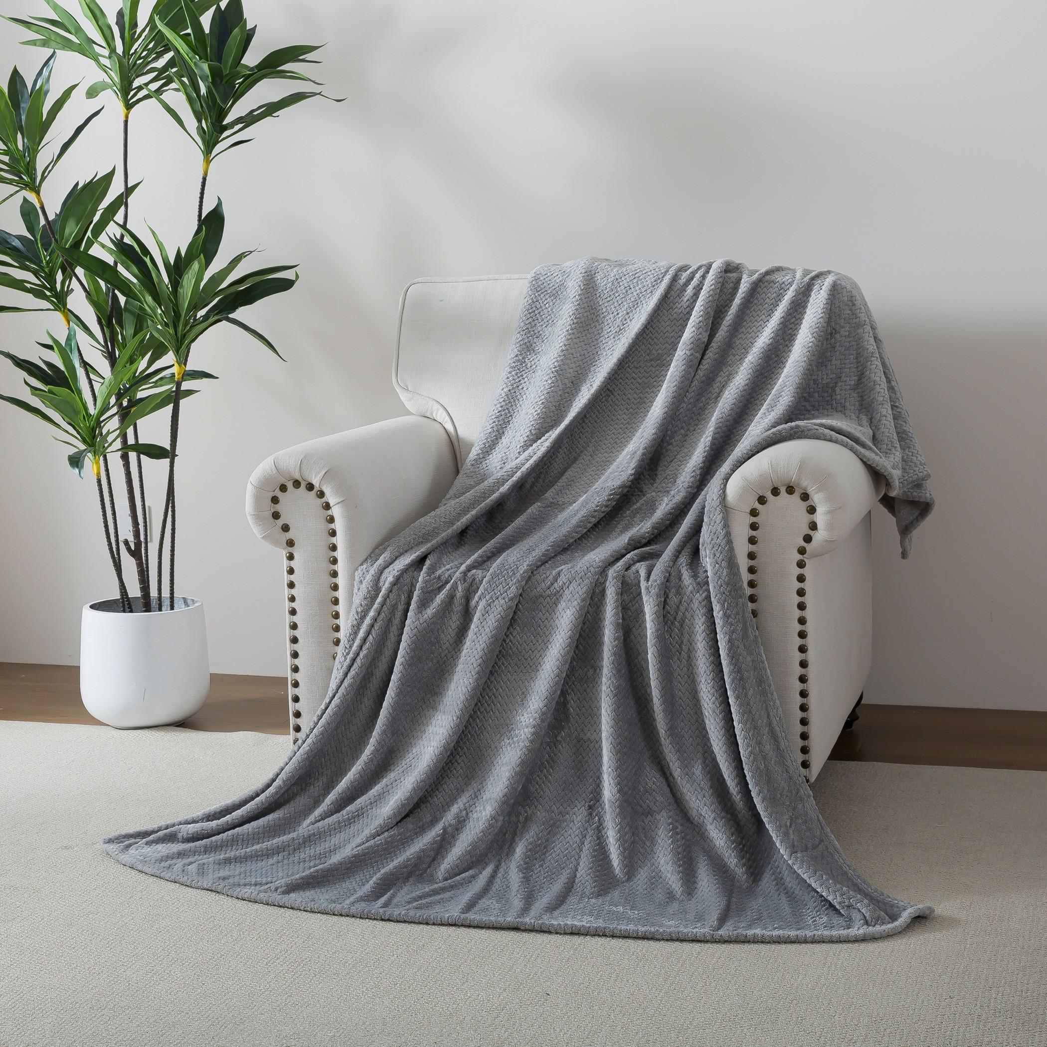 Karleen Decor Jacquard Blanket Plush Grey-household-bedding-blankets-image-4
