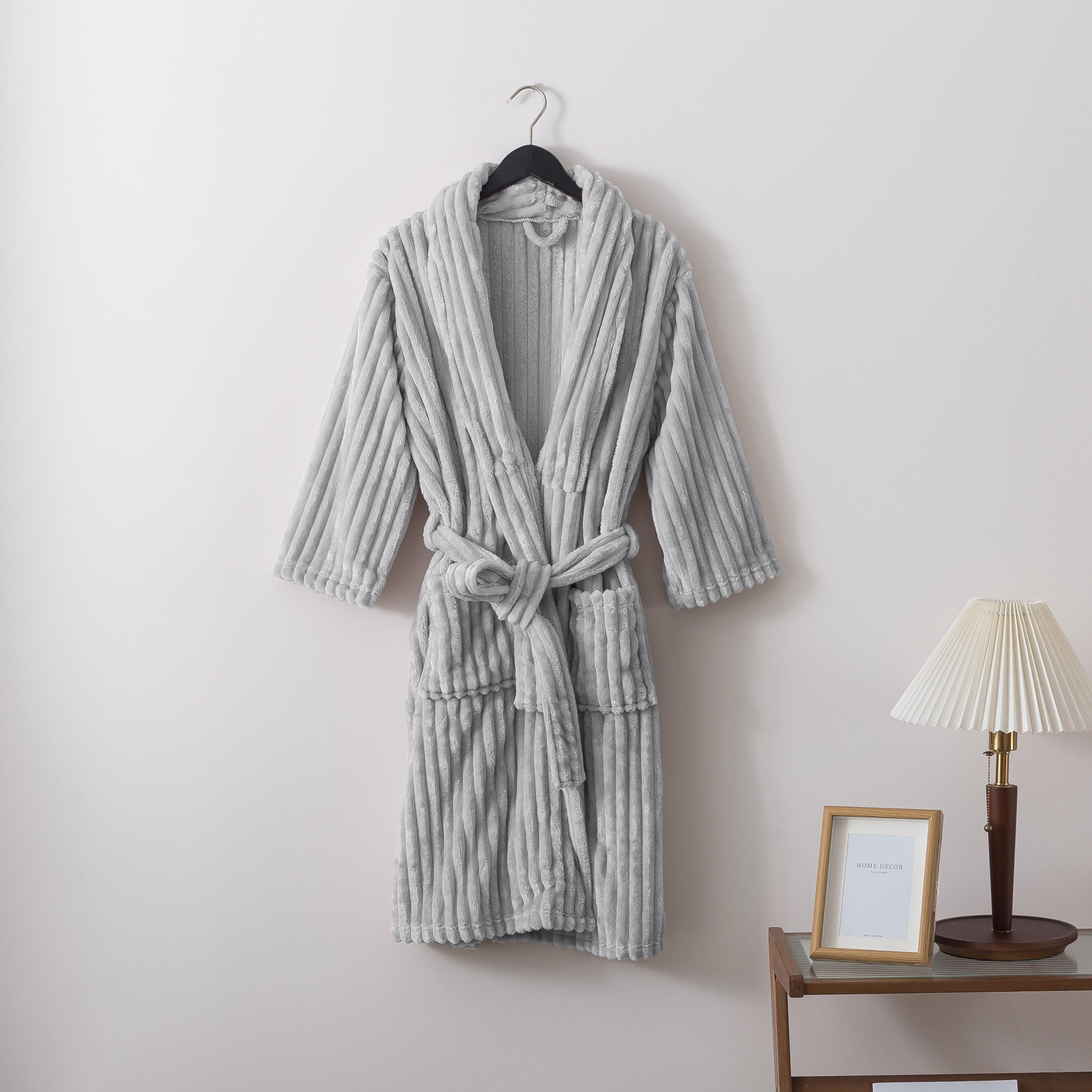 Karleen Decor Ribbed Flannel Bathrobe Pink-household-bathandlaundry-bathlinen-bathrobesandslippers-bathrobes-image-1