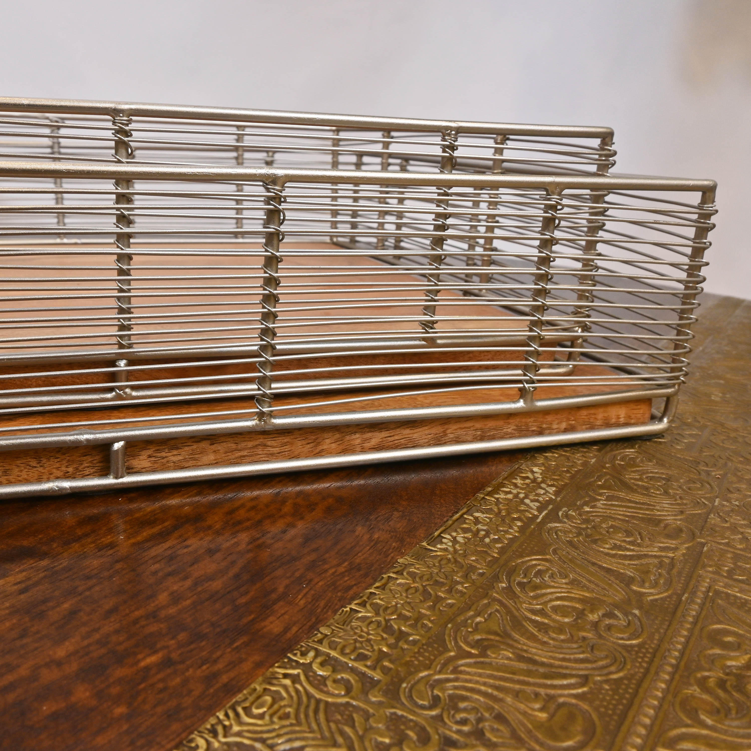 Crafted by Lifestyle Decorative Tray with Wooden Base - Set of 2-household-decor-boxesandtrays-image-3