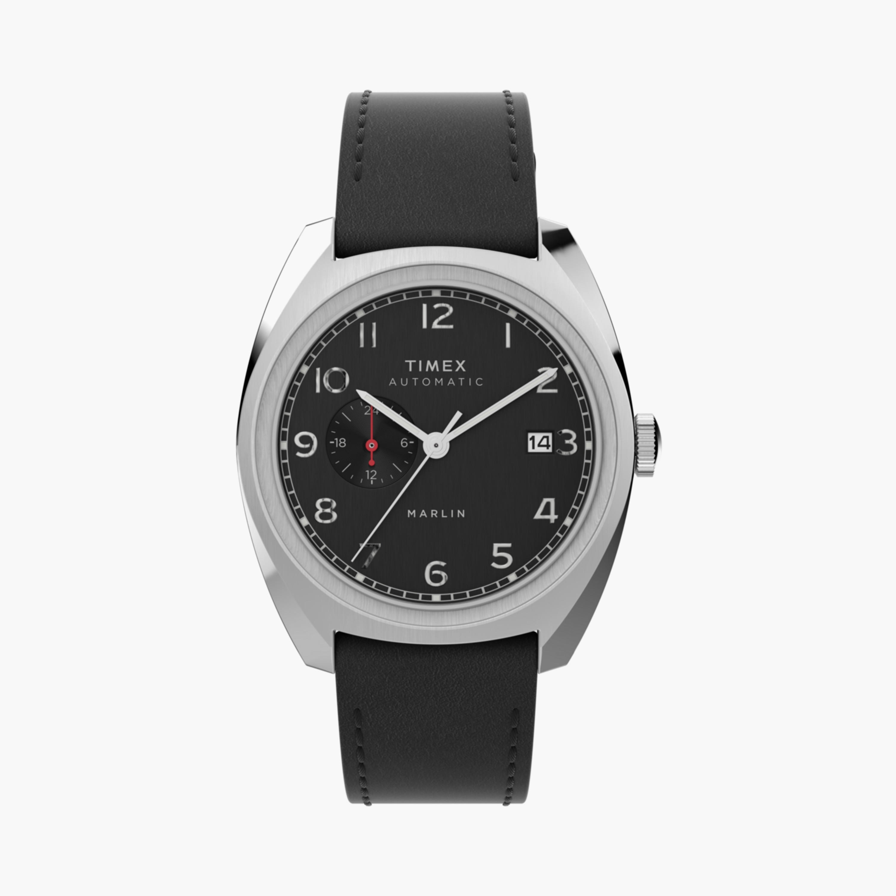 Timex Men's 39 MM Black Automatic Leather Watch | TW2V62100-men-watchesandjewellery-watches-image-1