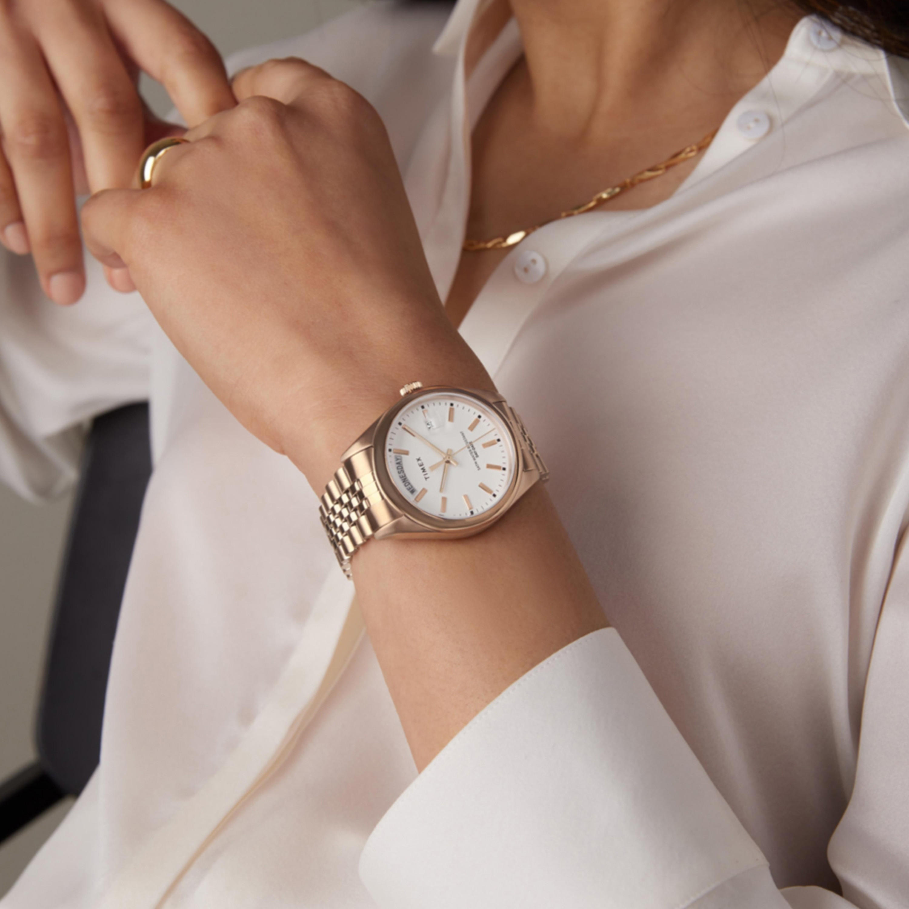 تايمكس ساعة يد نسائية 36 مم ذهبية وردية أنالوج ستانلس ستيل | TW2W32200-women-watchesandjewellery-watches-image-6