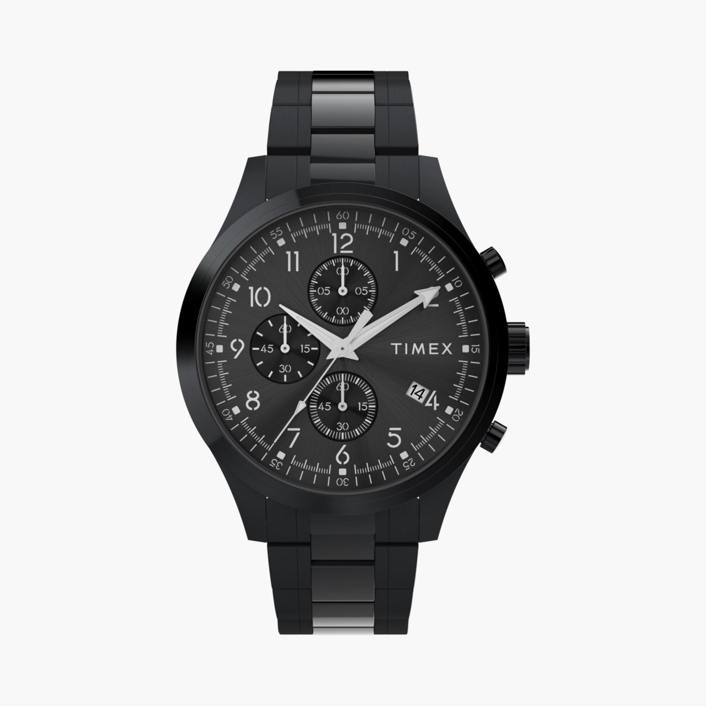 تايمكس ساعة يد رجالية 43 مم سوداء كرونوغراف ستانلس ستيل | TW2Y01600-men-watchesandjewellery-watches-image-1