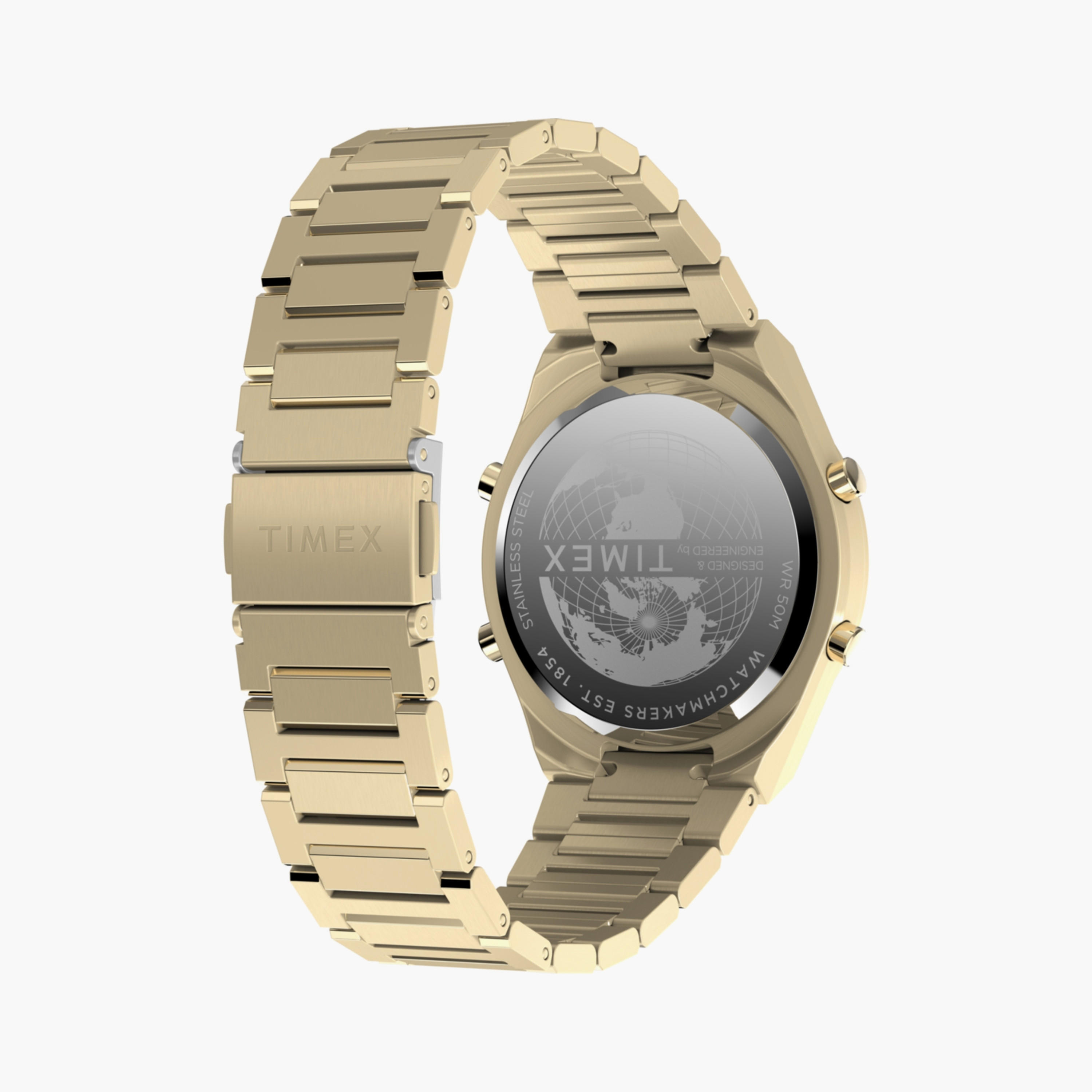 تايمكس ساعة يد رجالية 39 مم ذهبية رقمية ستانلس ستيل | TW2Y09700-men-watchesandjewellery-watches-image-4