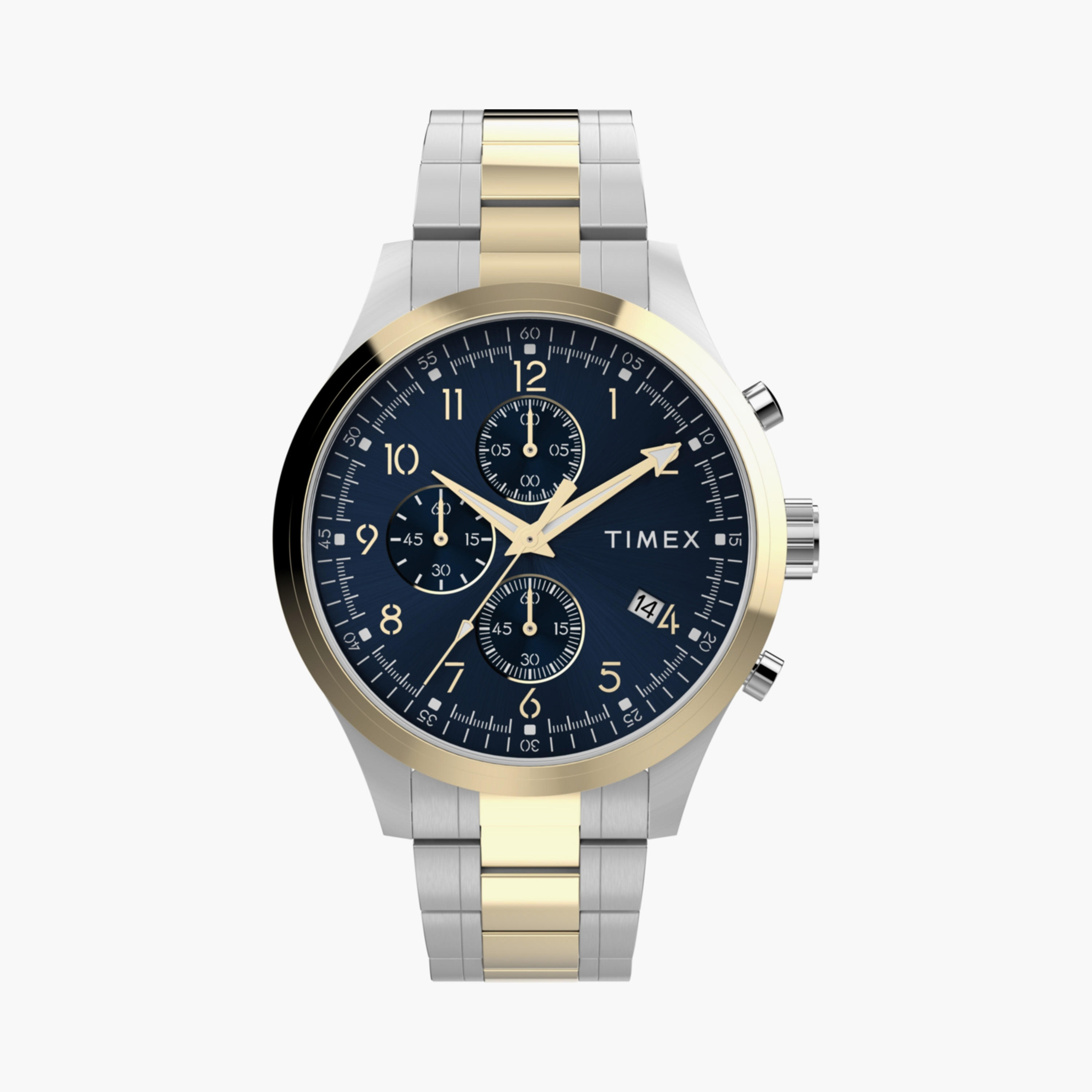 تايمكس ساعة يد رجالية 43 مم فضية وذهبية كرونوغراف ستانلس ستيل | TW2Y01500-men-watchesandjewellery-watches-image-1