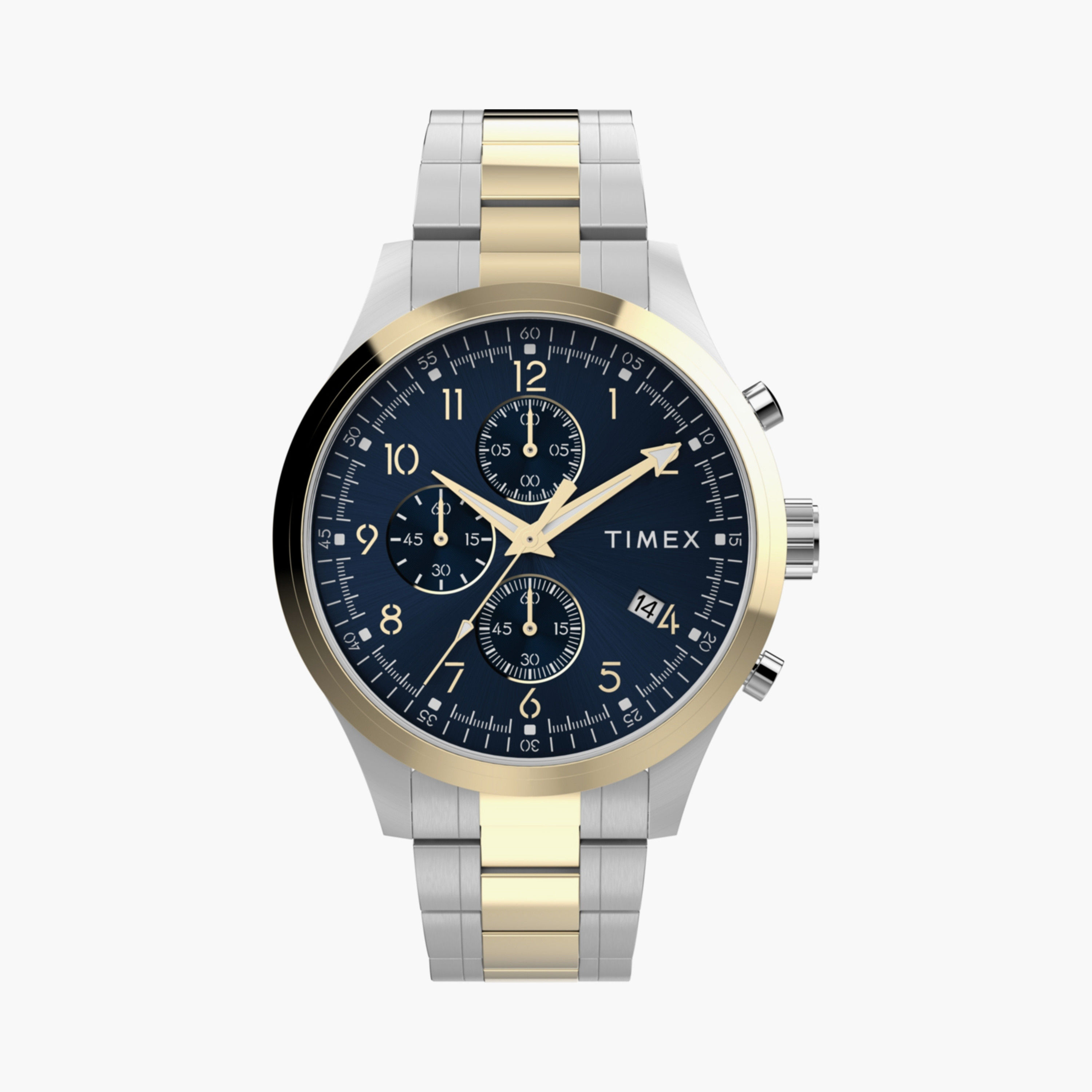 Timex Men's 43 MM Silver & Gold Chronograph Stainless Steel Watch | TW2Y01500-men-watchesandjewellery-watches-image-1