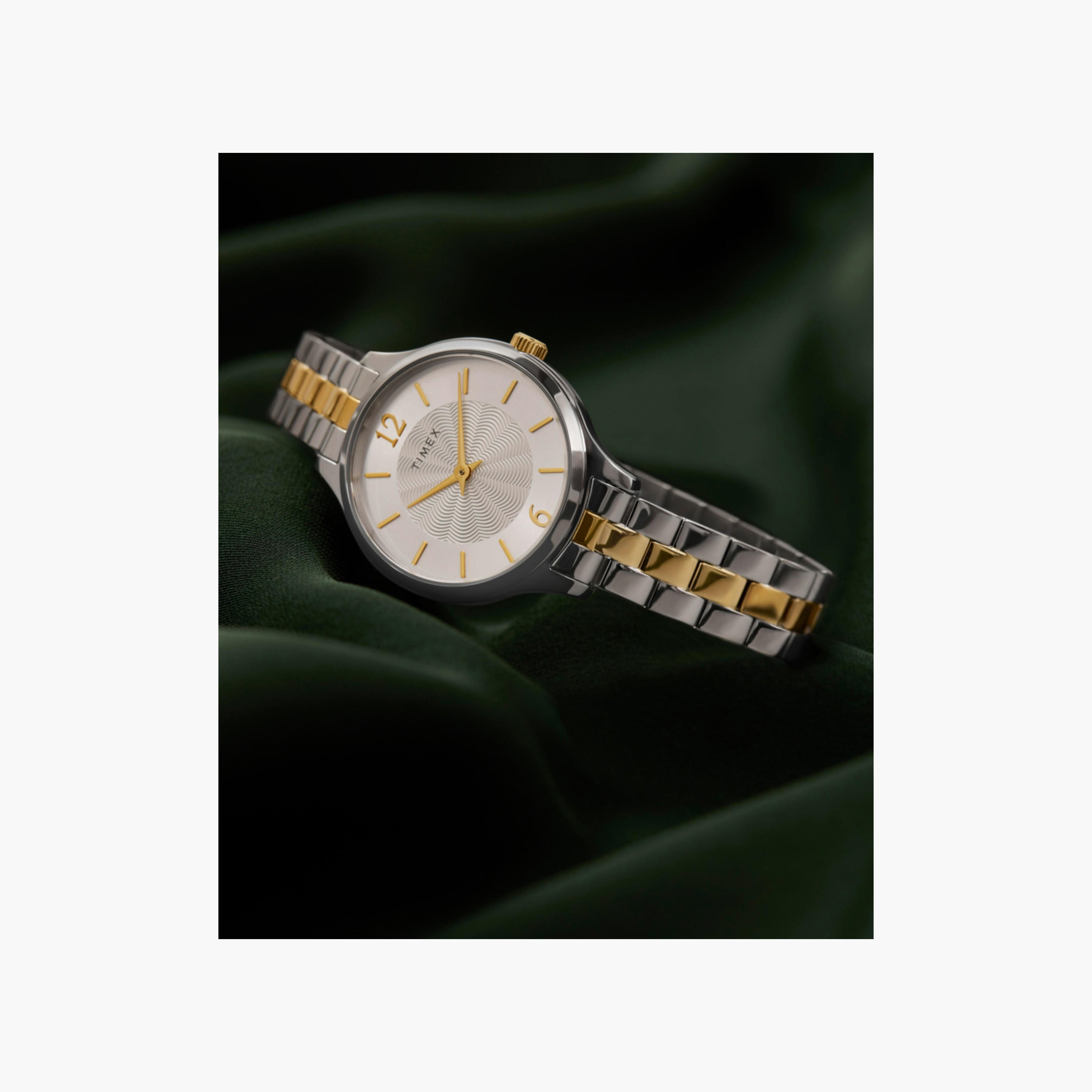 تايمكس ساعة يد نسائية 32 مم فضية وذهبية أنالوج ستانلس ستيل | TW2W98100-women-watchesandjewellery-watches-image-5