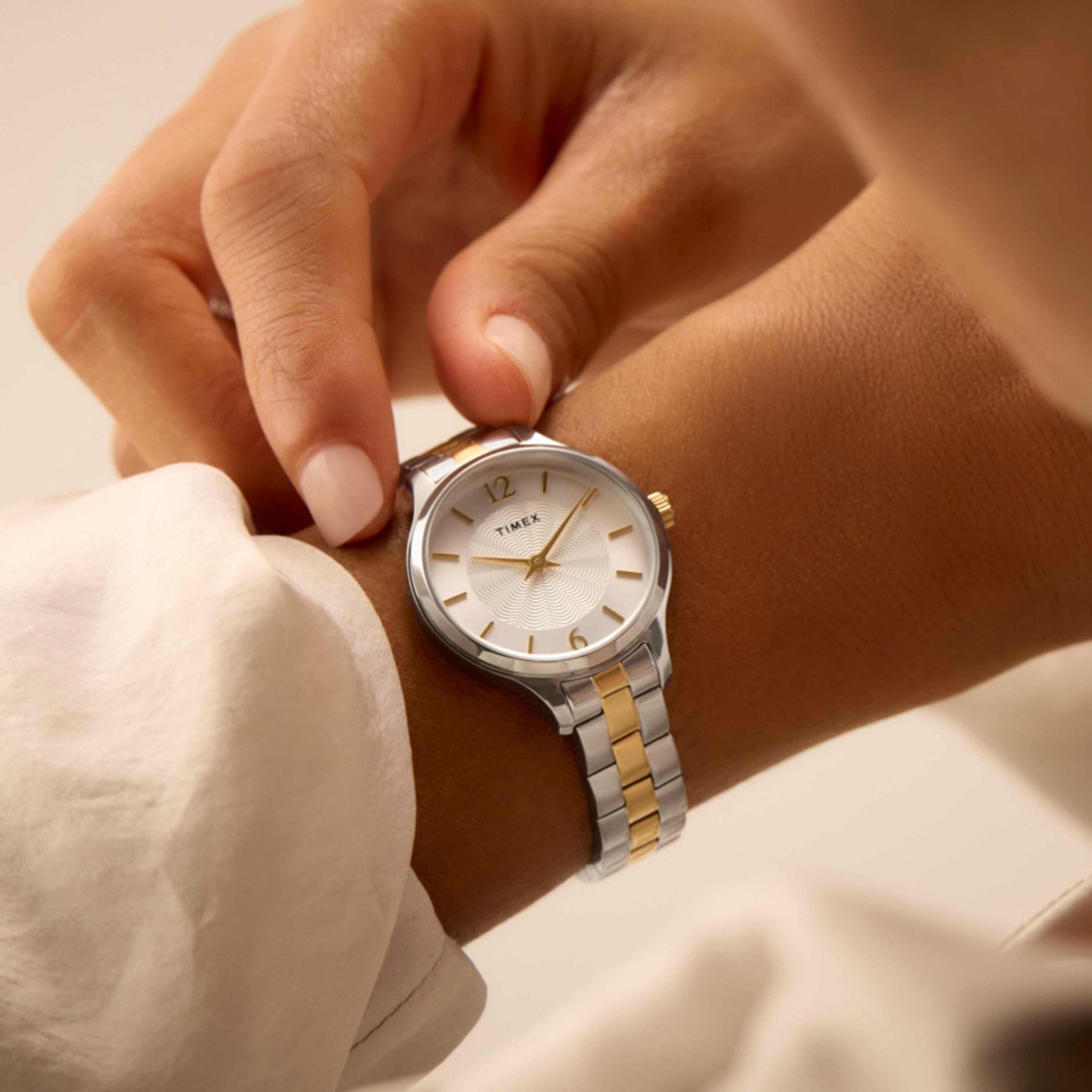 تايمكس ساعة يد نسائية 32 مم فضية وذهبية أنالوج ستانلس ستيل | TW2W98100-women-watchesandjewellery-watches-image-6
