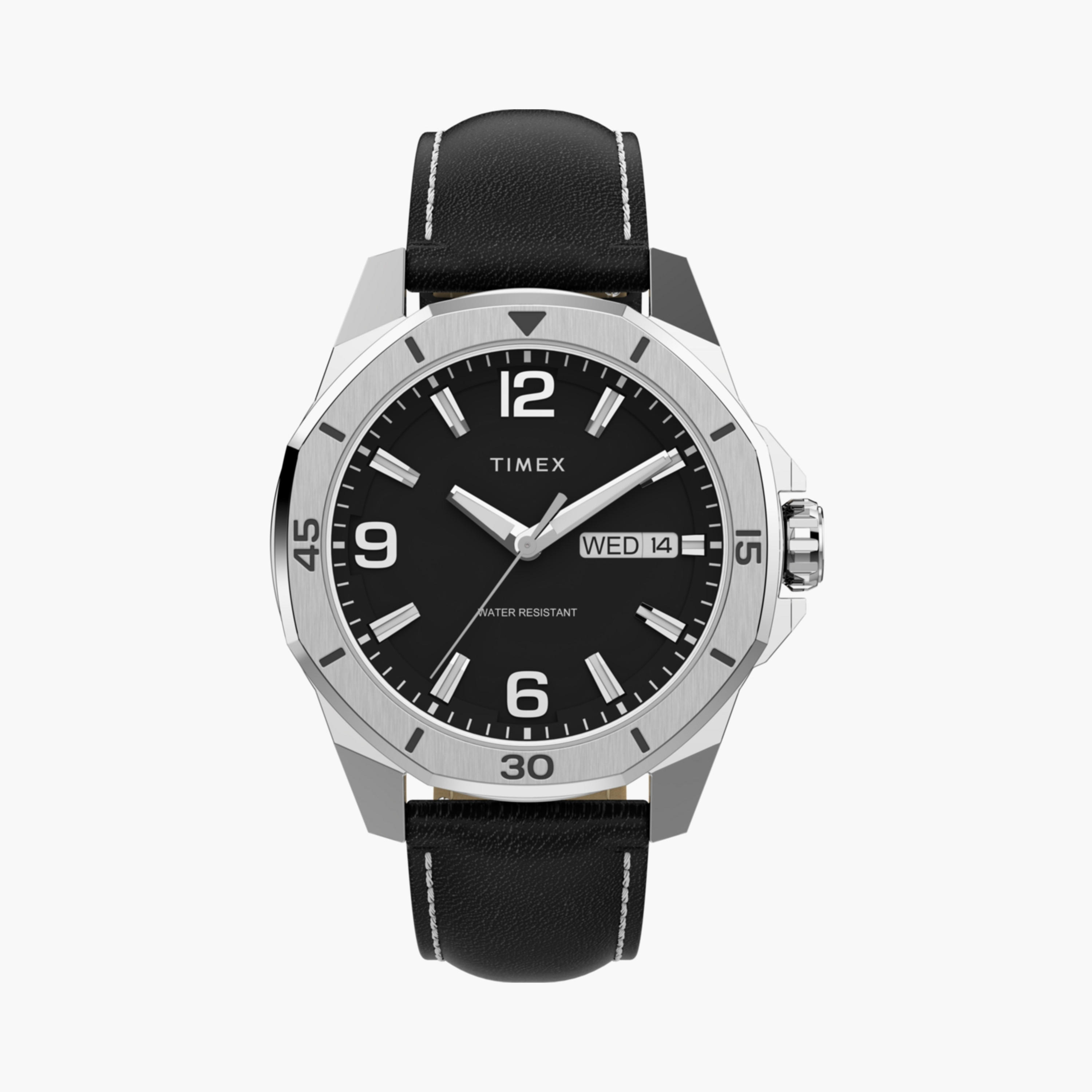 Timex Men's 46 MM Black Analog Leather Watch | TW2W79800-men-watchesandjewellery-watches-image-1