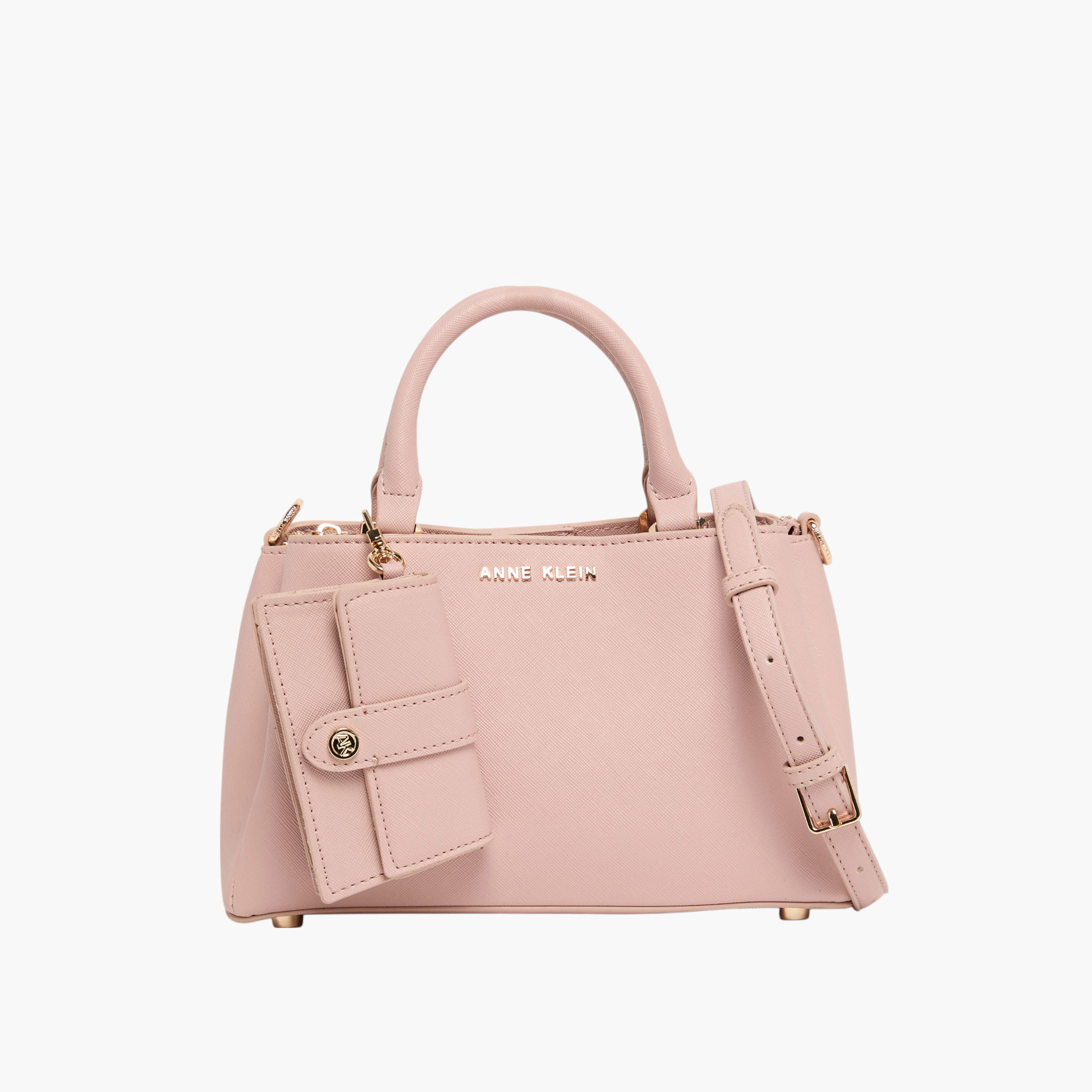 Anne Klein Solid Satchel with Double Handles and Detachable Coin Purse-women-bagsandwallets-handbags-image-1