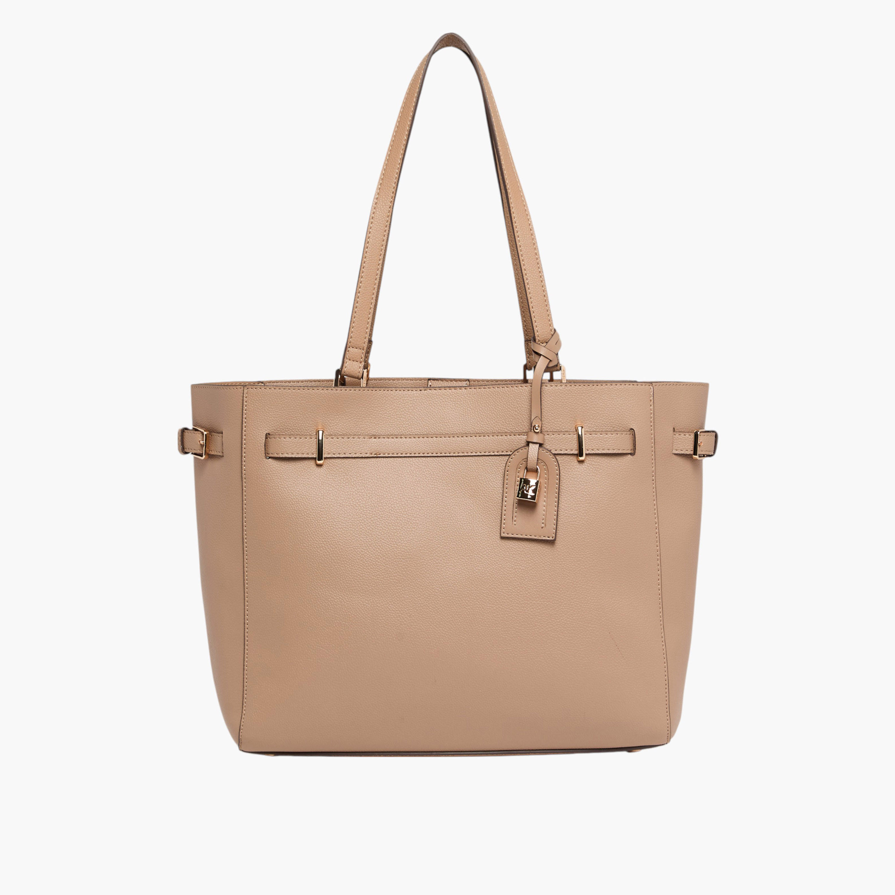Anne Klein Solid Tote Bag with Double Handles and Lock Charm-women-bagsandwallets-handbags-image-1