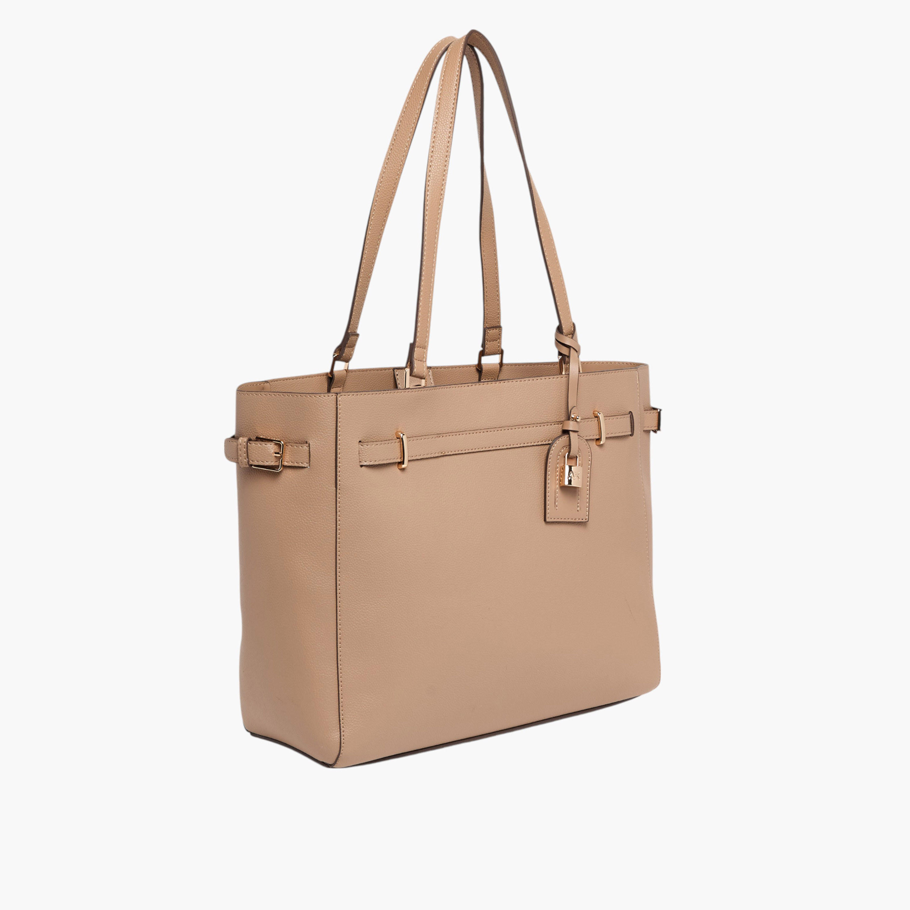 Anne Klein Solid Tote Bag with Double Handles and Lock Charm-women-bagsandwallets-handbags-image-2