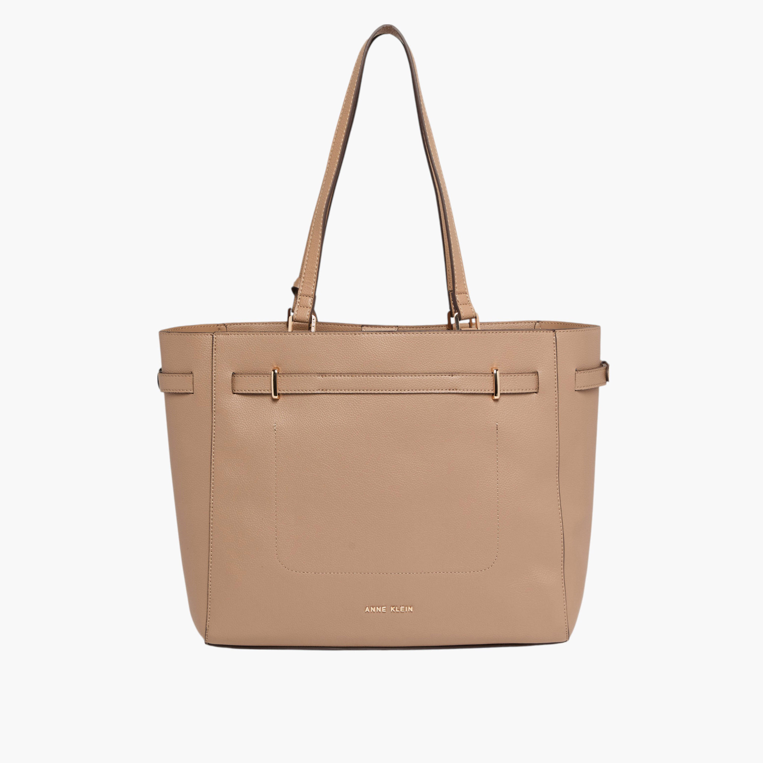 شنطة توتي سادة بمقبض مزدوج ودلاية قفل من آن كلاين-women-bagsandwallets-handbags-image-3