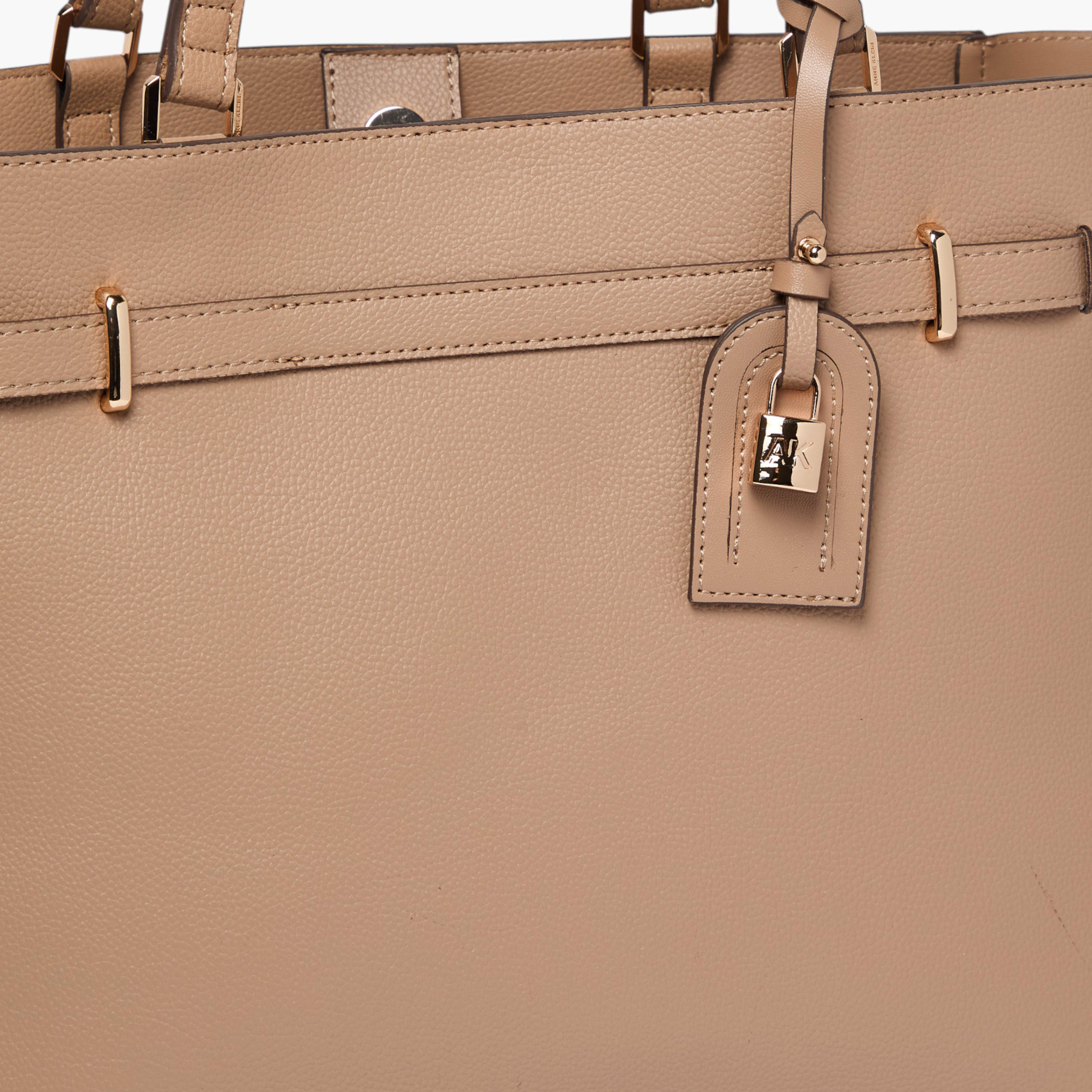 Anne Klein Solid Tote Bag with Double Handles and Lock Charm-women-bagsandwallets-handbags-image-4