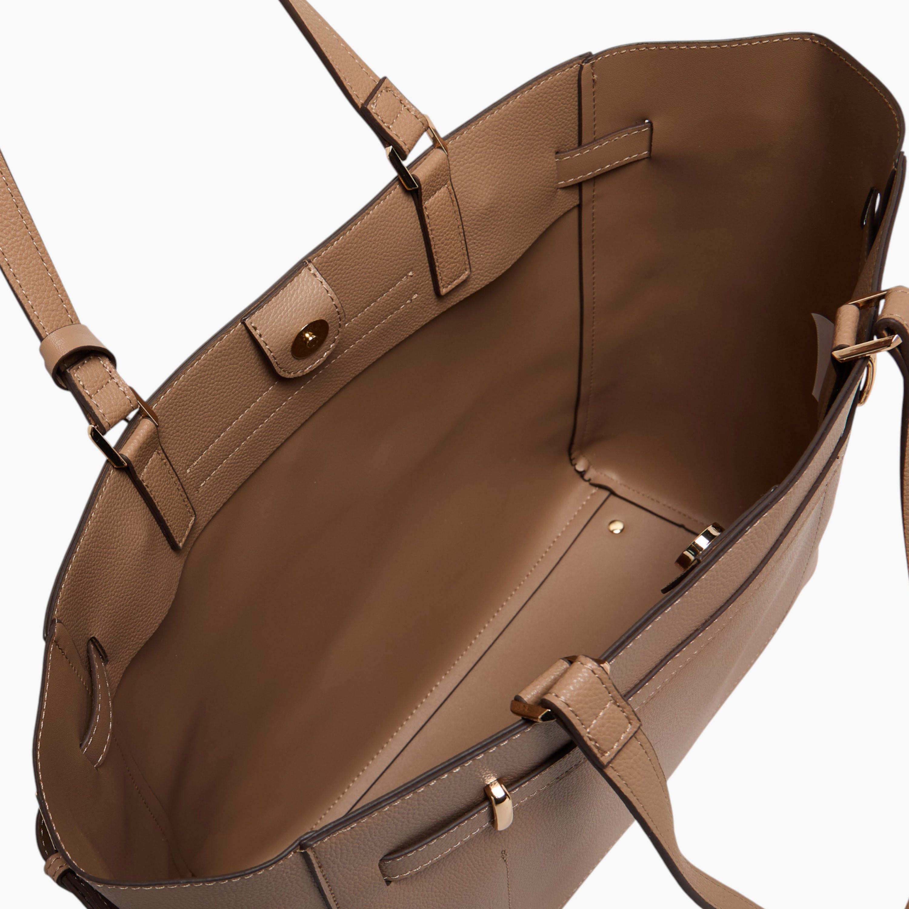 Anne Klein Solid Tote Bag with Double Handles and Lock Charm-women-bagsandwallets-handbags-image-5