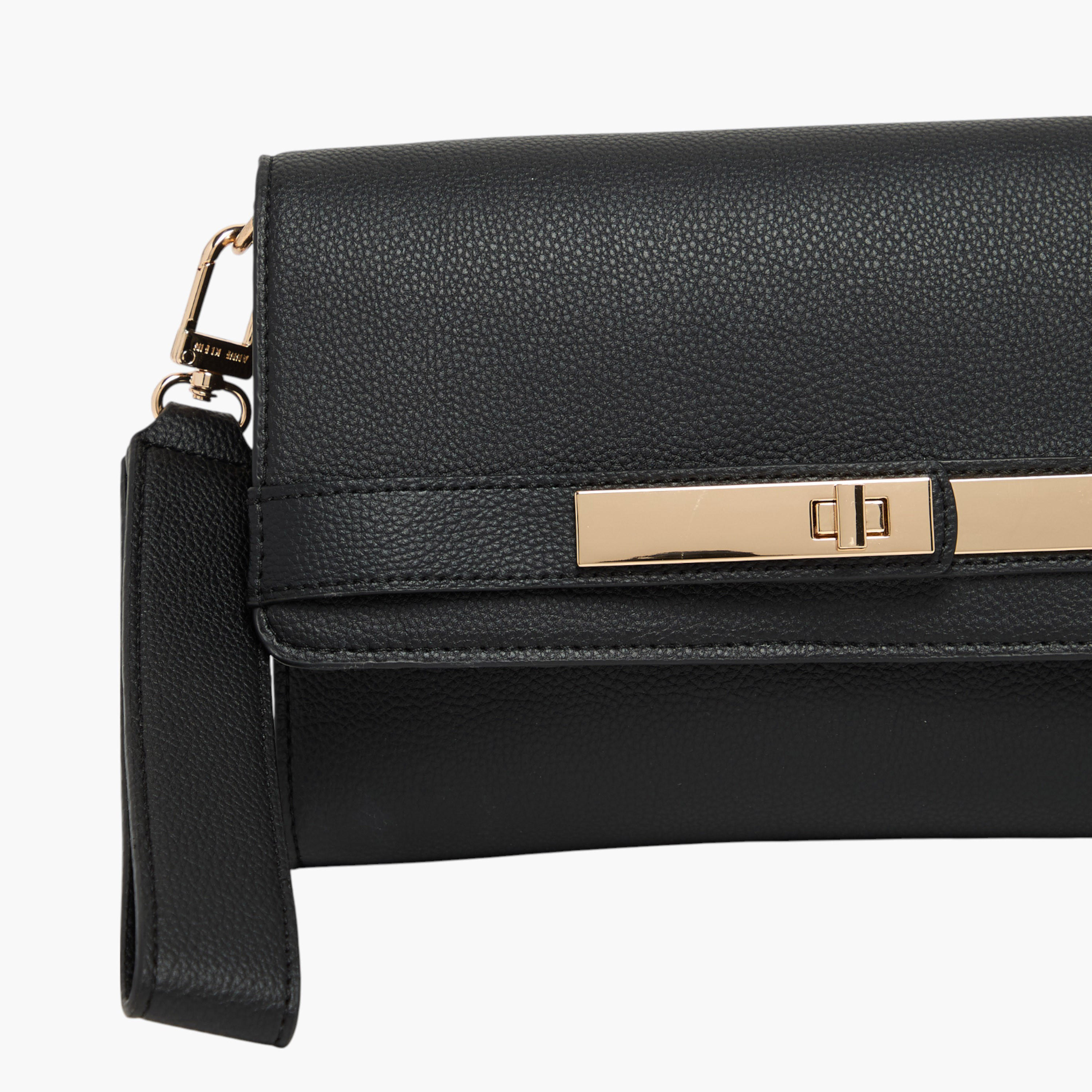 Anne Klein Solid Crossbody Bag with Detachable Chain Strap and Flap Closure-women-bagsandwallets-handbags-image-4