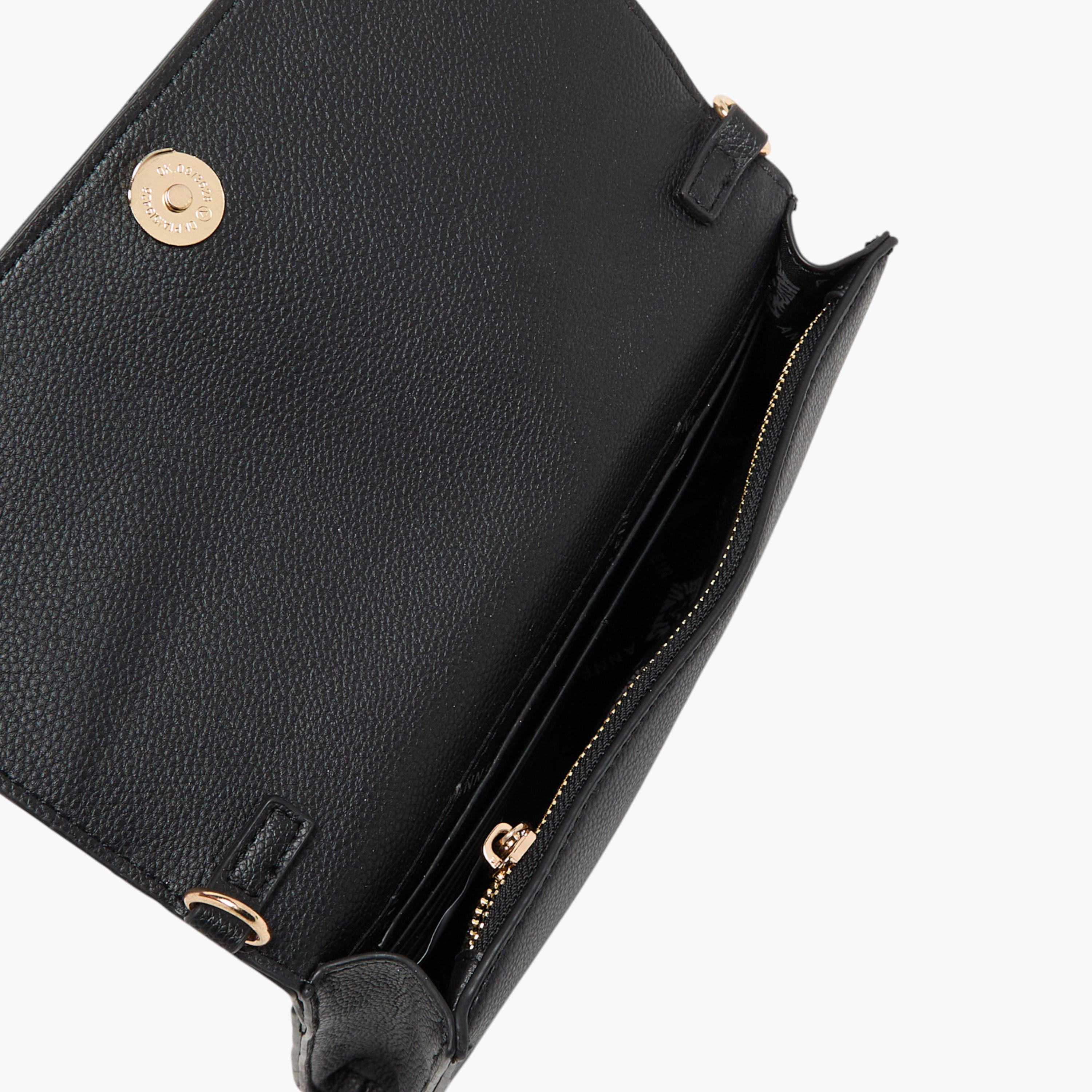 Anne Klein Solid Crossbody Bag with Detachable Chain Strap and Flap Closure-women-bagsandwallets-handbags-image-6