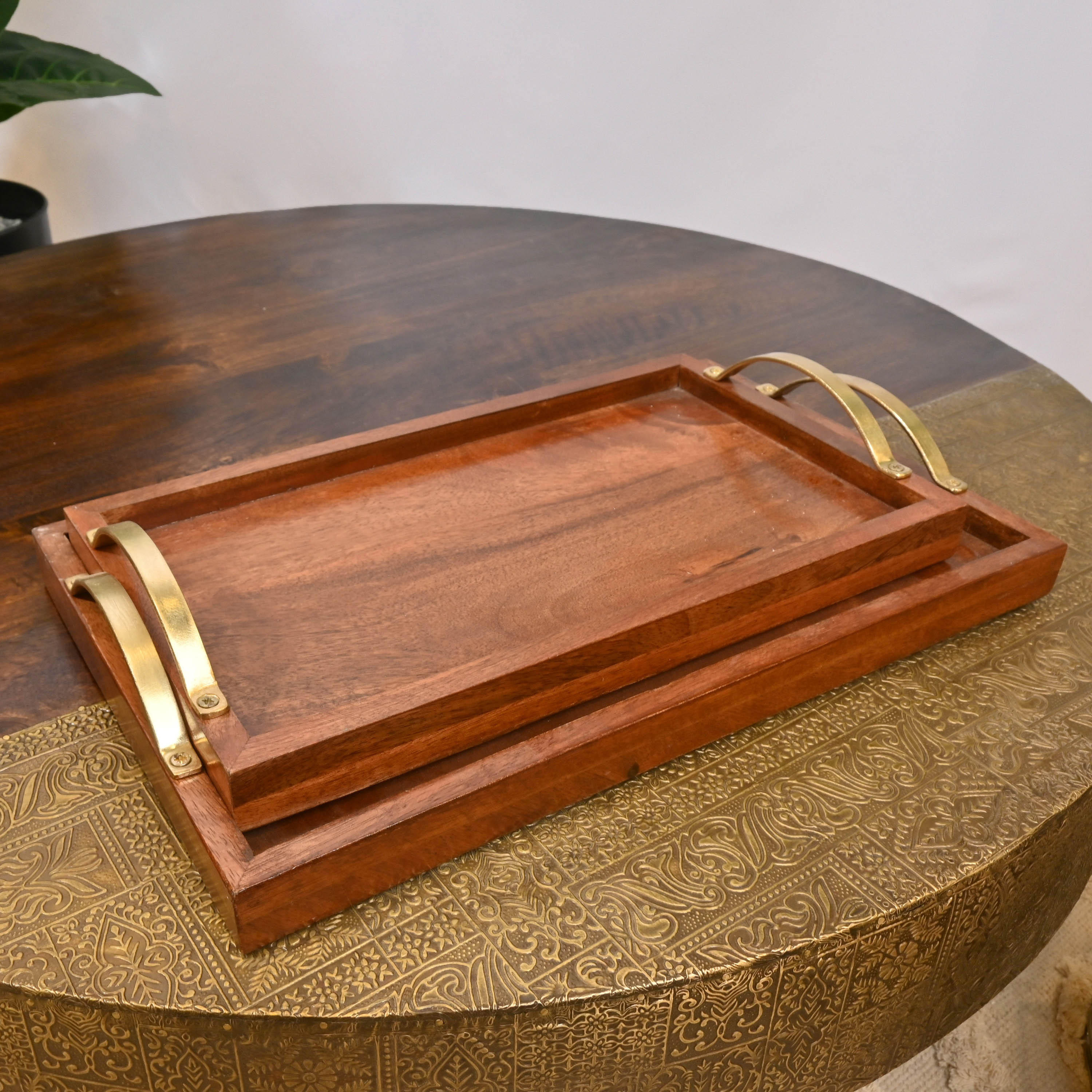 صواني خشب بمقابض من لايف ستايل - طقم من قطعتين-household-decor-boxesandtrays-image-3